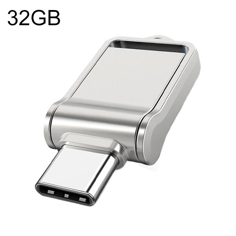 32GB USB 3.0 Type-C High Speed Mini Computer & Phone Dual-purpose Rotary U Disk(Silver)