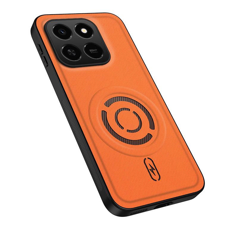 For Honor 400 Smart 5G / X7d 4G WANLONFENG Tech Fabric Texture Magnetic PC Hybrid TPU Phone Case(Orange) - Shopkiz.com