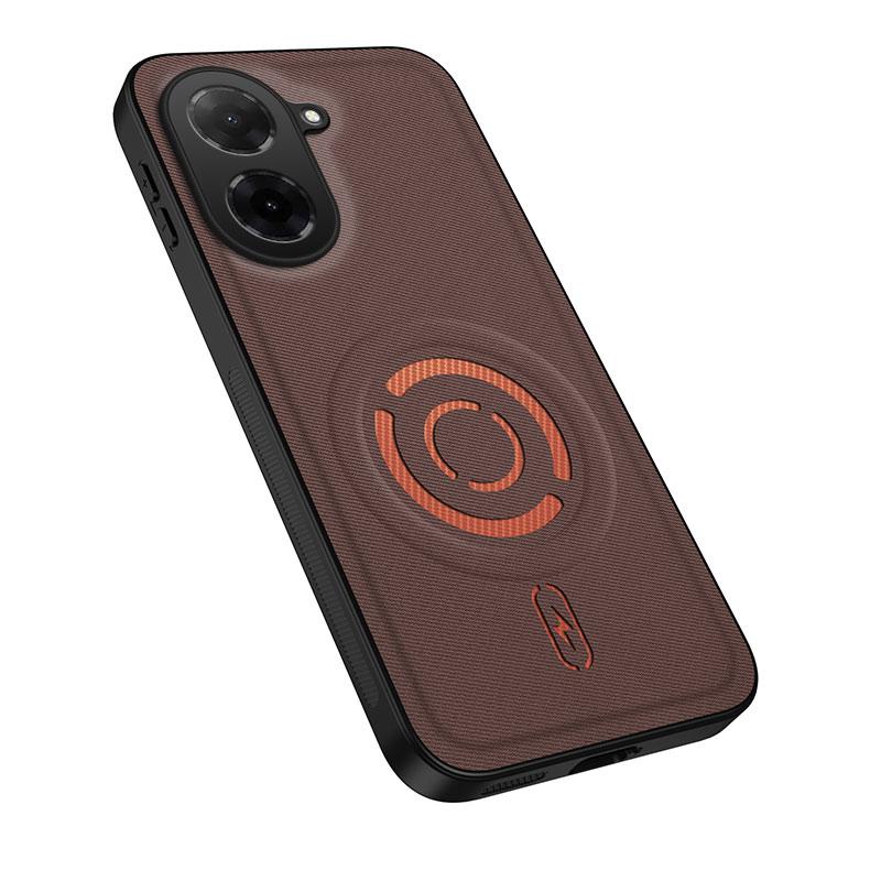 For Redmi A5 4G 171.7mm WANLONFENG Tech Fabric Texture Magnetic PC Hybrid TPU Phone Case(Coffee) - Shopkiz.com