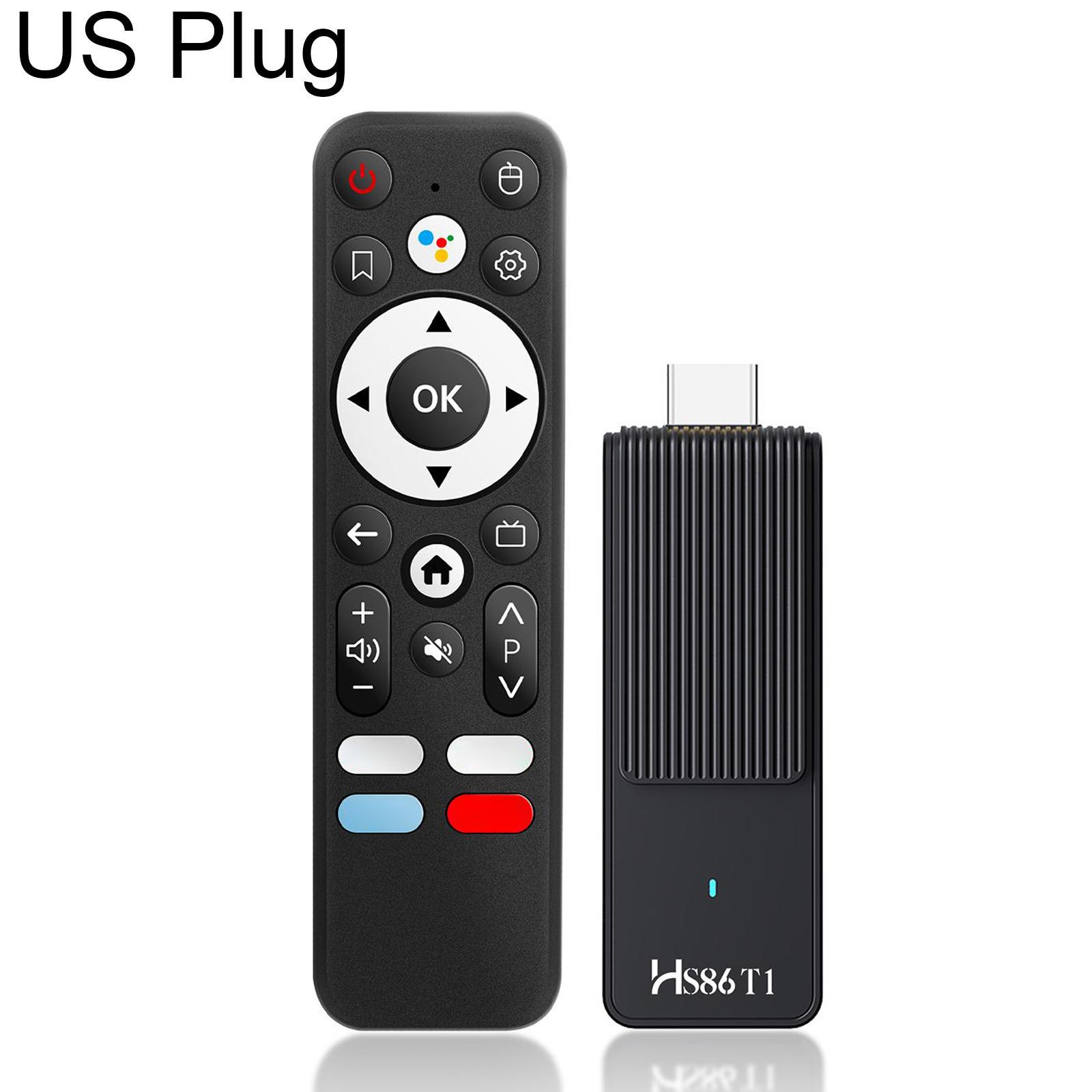 HS86 T1 Android 14 Mini HD TV Stick with Remote Control, 2GB+16GB, RK3518 Cortex-A53 Quad-Core, Plug:US Plug(Black) - Shopkiz.com