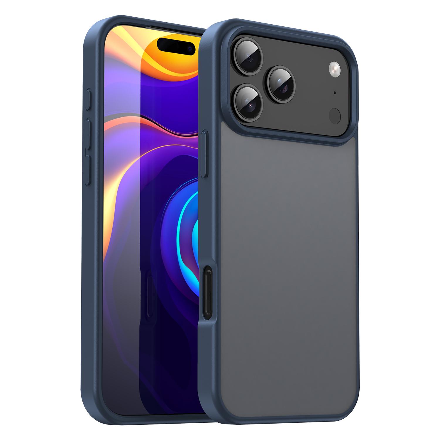 For iPhone 18 Pro Max Fanying Series PC Hybrid TPU Translucent Frosted Phone Case(Cyan Blue) - Shopkiz.com