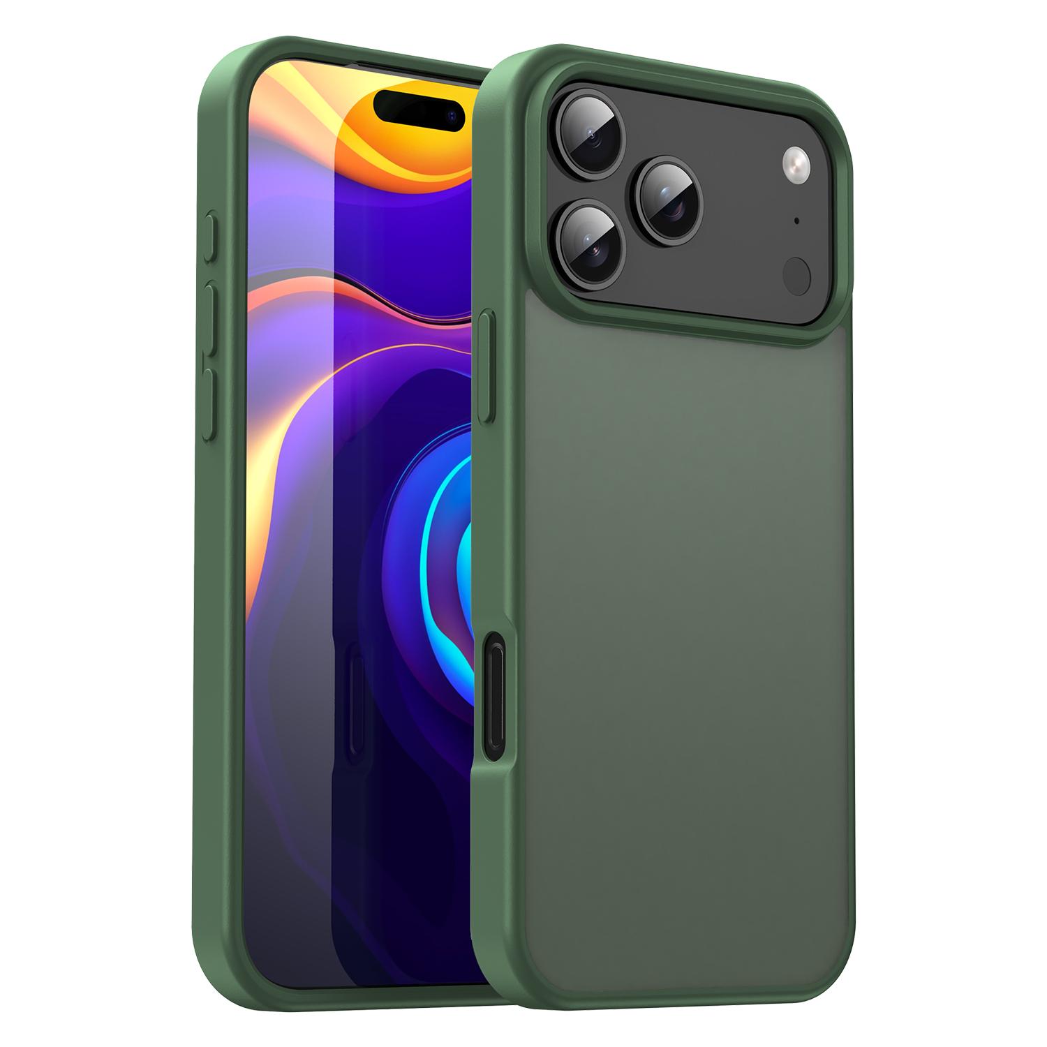 For iPhone 18 Pro Max Fanying Series PC Hybrid TPU Translucent Frosted Phone Case(Olive Green) - Shopkiz.com
