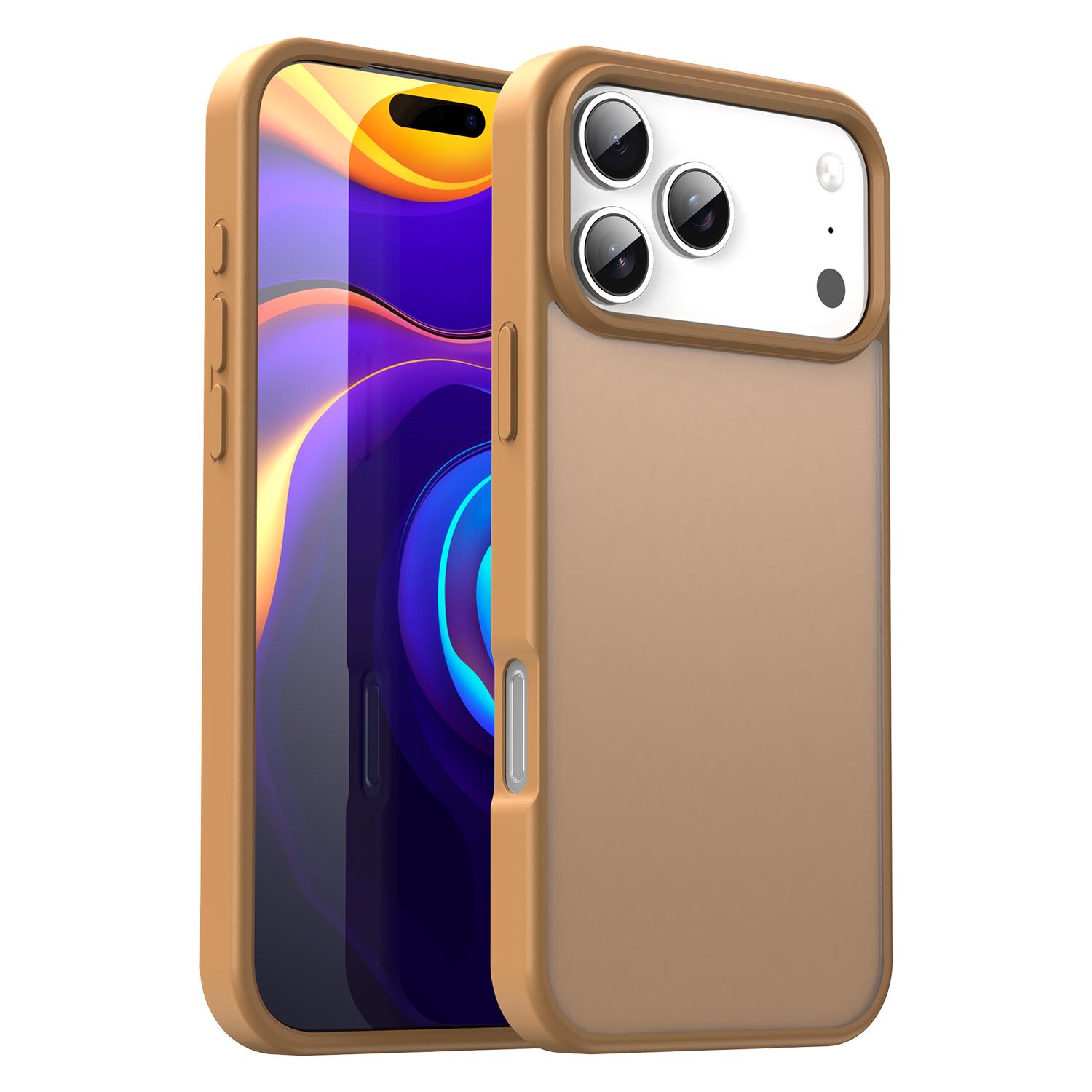 For iPhone 18 Pro Max Fanying Series PC Hybrid TPU Translucent Frosted Phone Case(Desert Gold) - Shopkiz.com