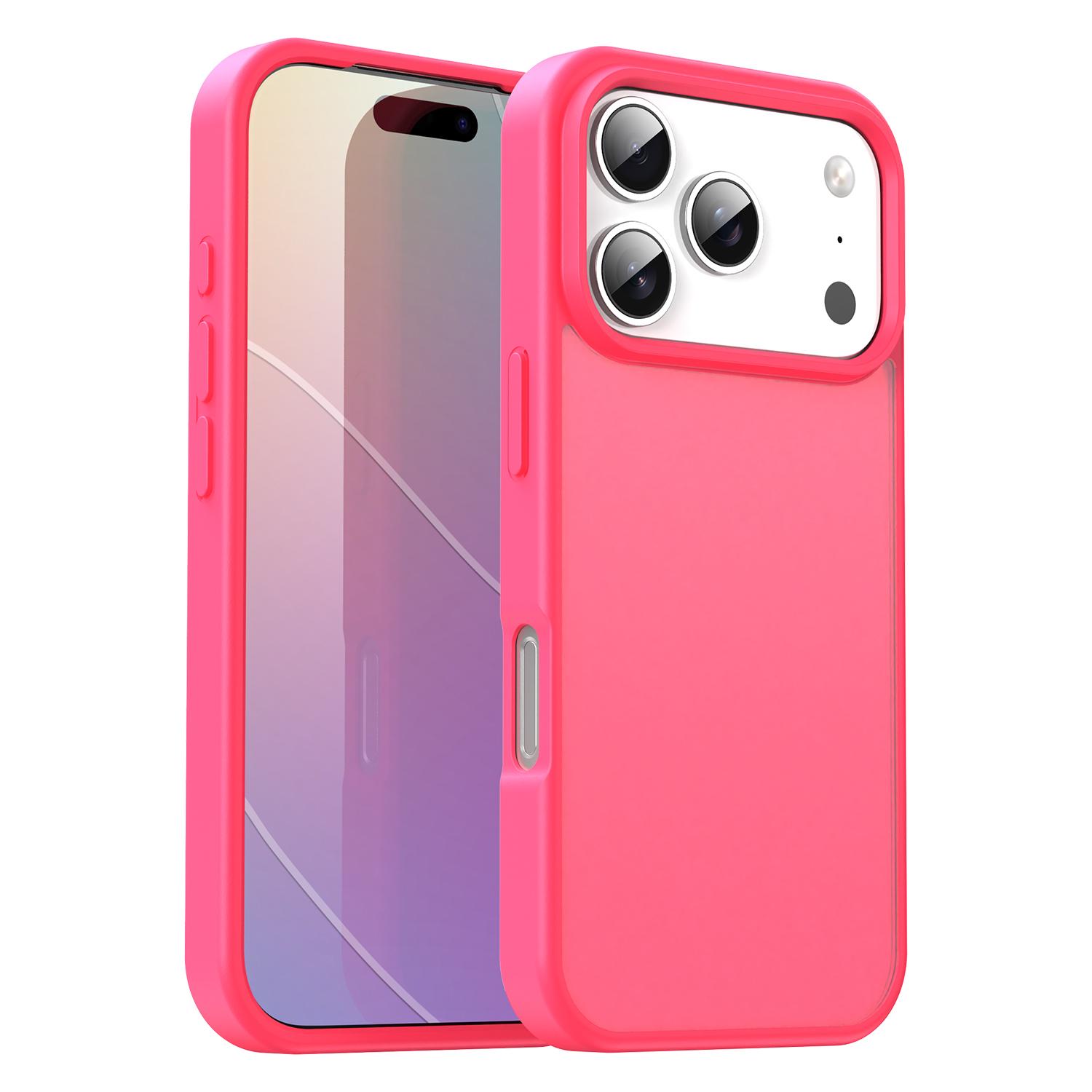 For iPhone 18 Pro Fanying Series PC Hybrid TPU Translucent Frosted Phone Case(Rose Red) - Shopkiz.com