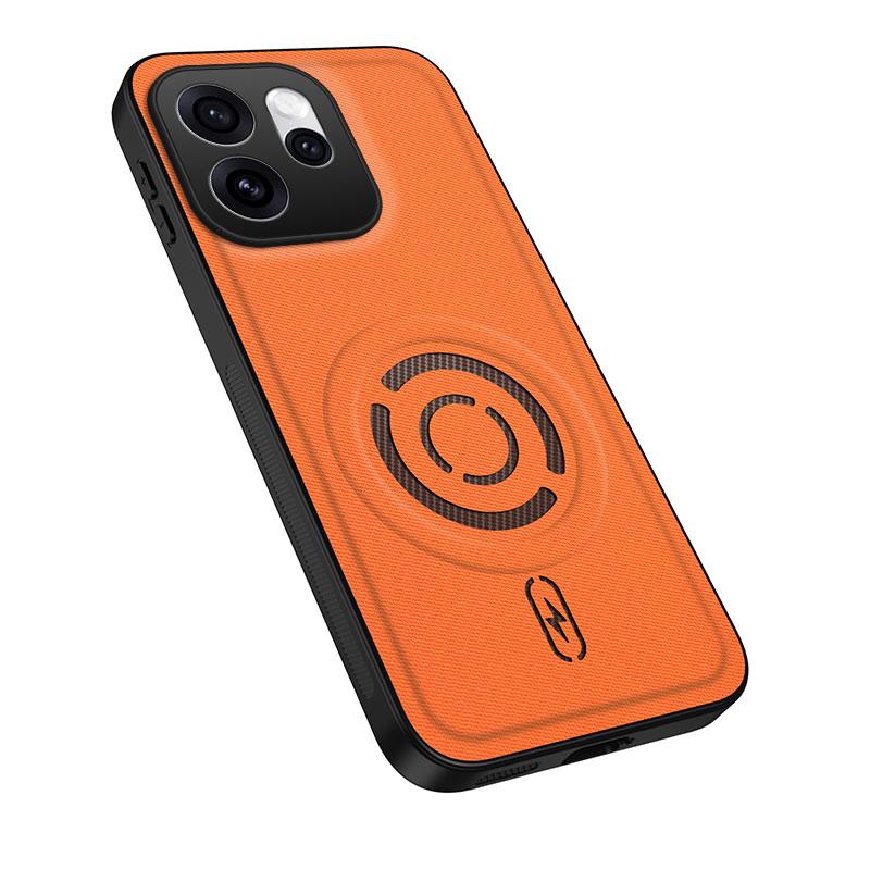 For OPPO Reno15 F 5G WANLONFENG Tech Fabric Texture Magnetic PC Hybrid TPU Phone Case(Orange) - Shopkiz.com