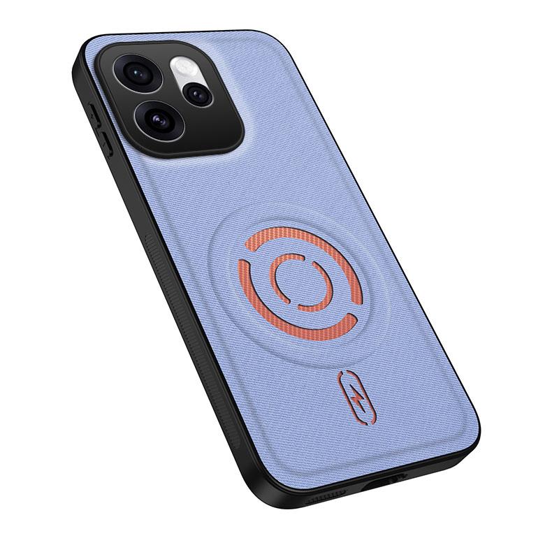 For OPPO Reno15 F 5G WANLONFENG Tech Fabric Texture Magnetic PC Hybrid TPU Phone Case(Blue) - Shopkiz.com