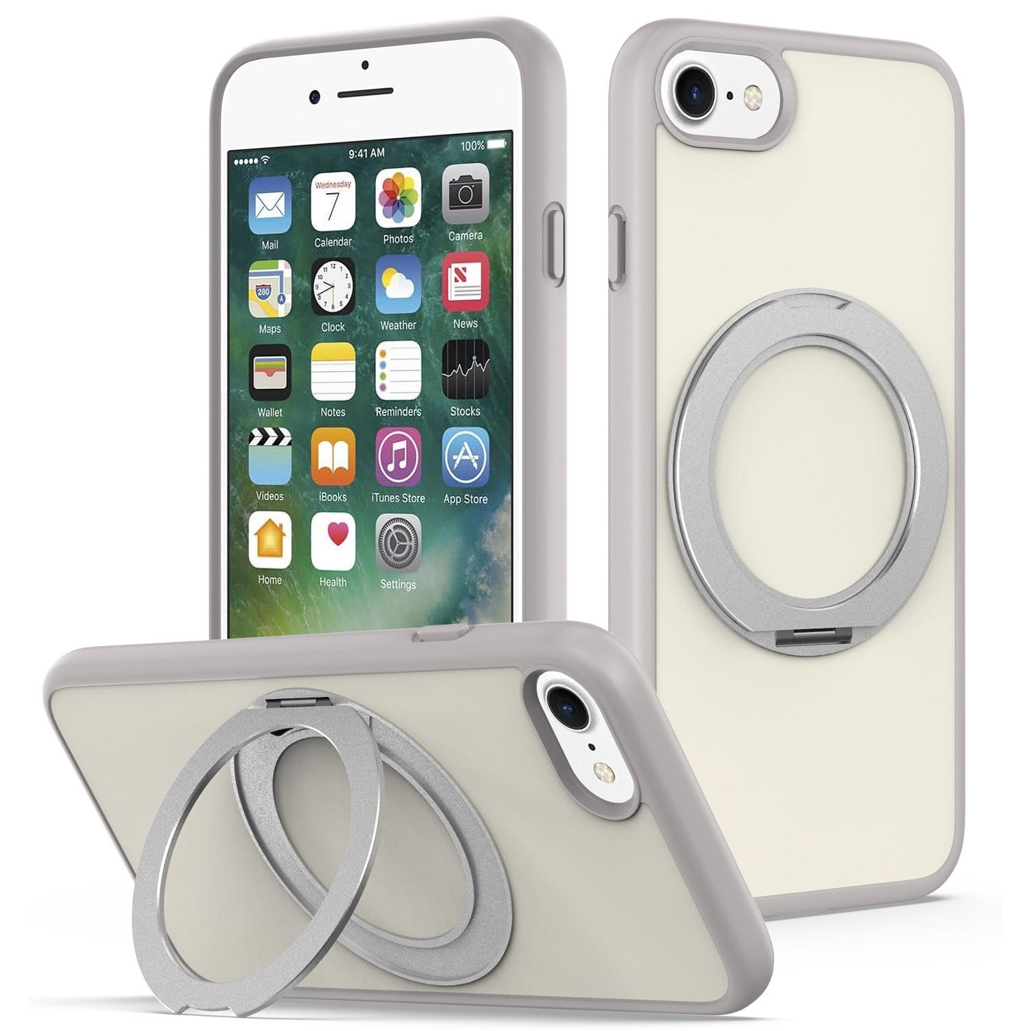 For iPhone SE 2022 / 2020 / 8 / 7 Skin Feel Revolving Kickstand Magnetic Phone Case(Grey) - Shopkiz.com
