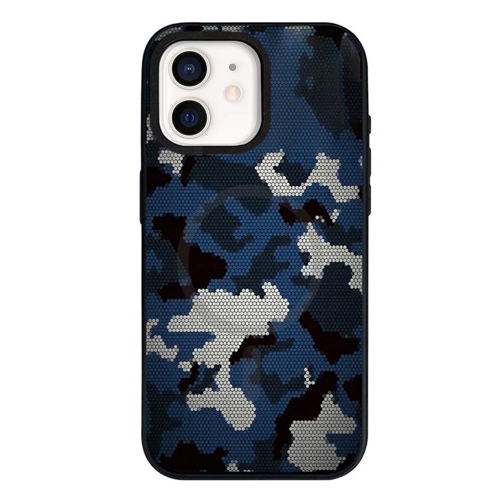 For iPhone 12 Camouflage Mosaic Detachable Dual Magnetic PC Hybrid TPU Phone Case(Camouflage) - Shopkiz.com