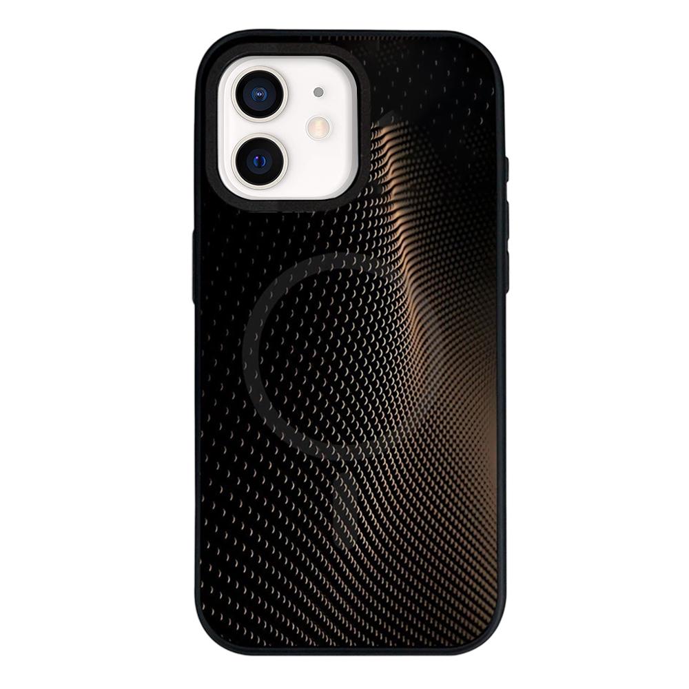 For iPhone 12 Camouflage Mosaic Detachable Dual Magnetic PC Hybrid TPU Phone Case(Golden) - Shopkiz.com