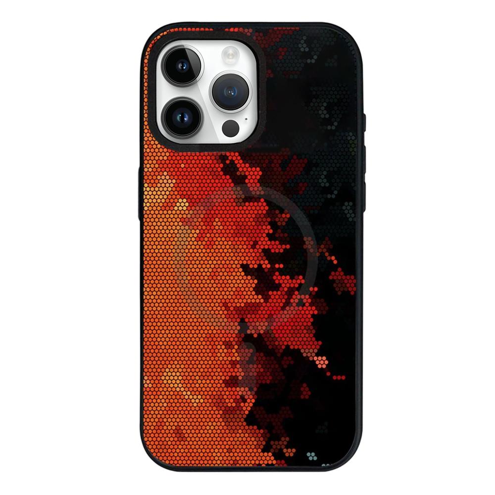 For iPhone 12 Pro Max Camouflage Mosaic Detachable Dual Magnetic PC Hybrid TPU Phone Case(Red Black) - Shopkiz.com
