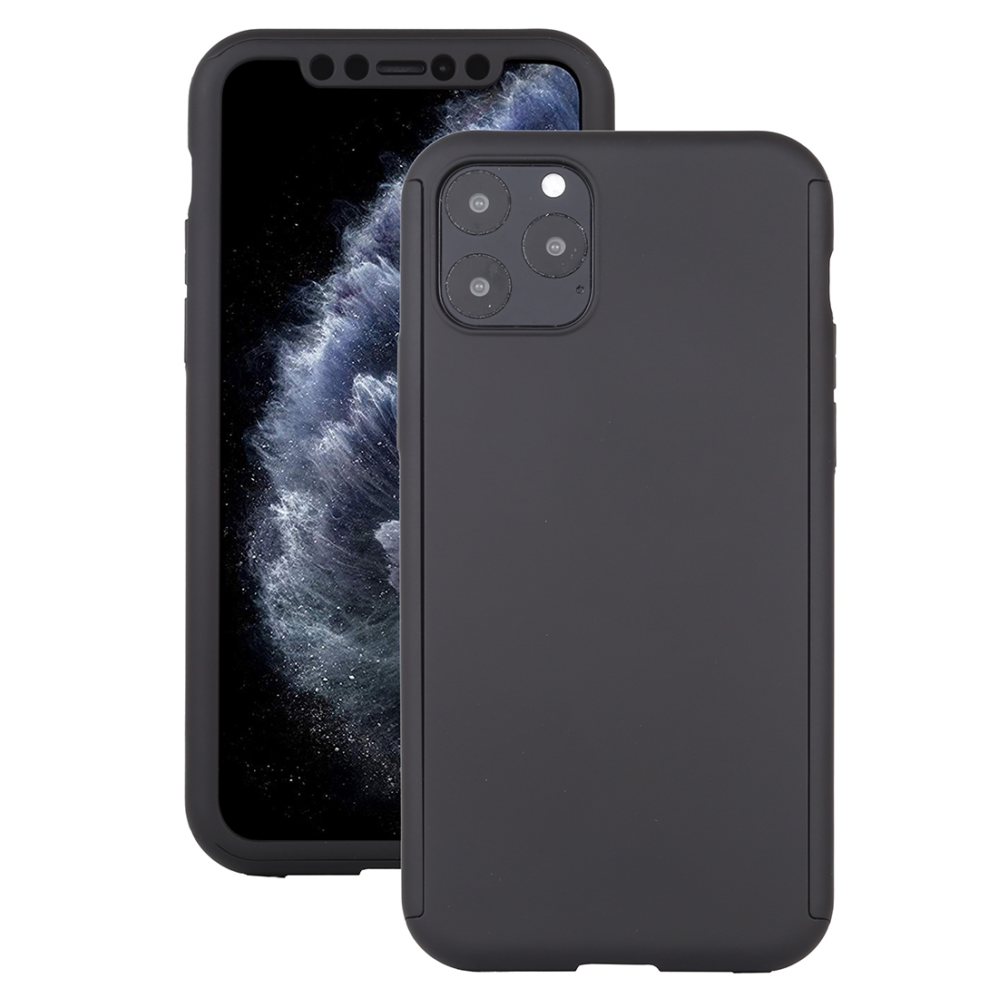 For iPhone 12 / 12 Pro Shockproof PC Full Coverage Protective Case with Tempered Glass Film(Black) - Shopkiz.com