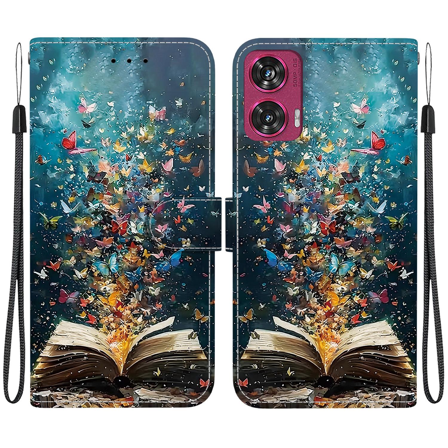 For Motorola Edge 50 Fusion Crystal-Texture Painted Vegan Leather Phone Case(Star River Book Words) - Shopkiz.com