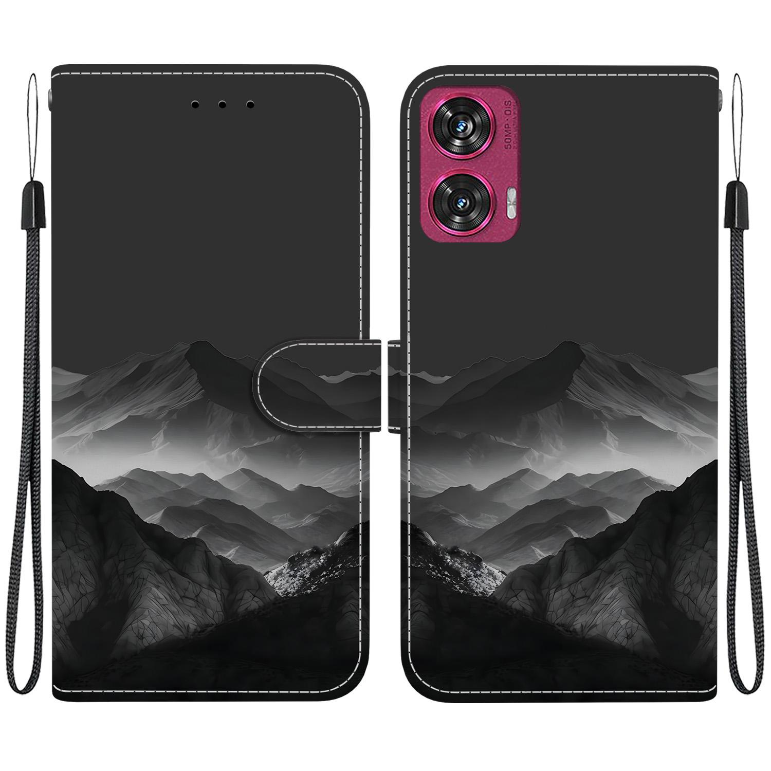 For Motorola Edge 50 Fusion Crystal-Texture Painted Vegan Leather Phone Case(Misty Ink Mountain) - Shopkiz.com