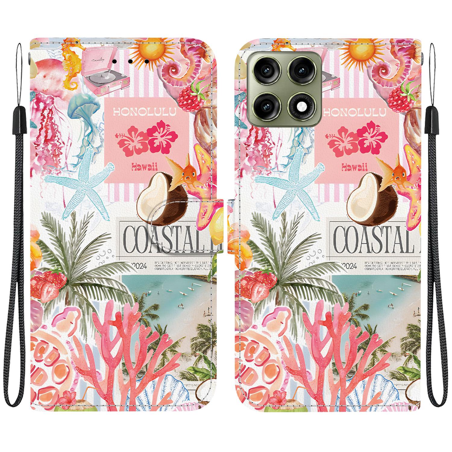 For Motorola Edge 70 Pro 5G Crystal-Texture Painted Vegan Leather Phone Case(Island Coral) - Shopkiz.com