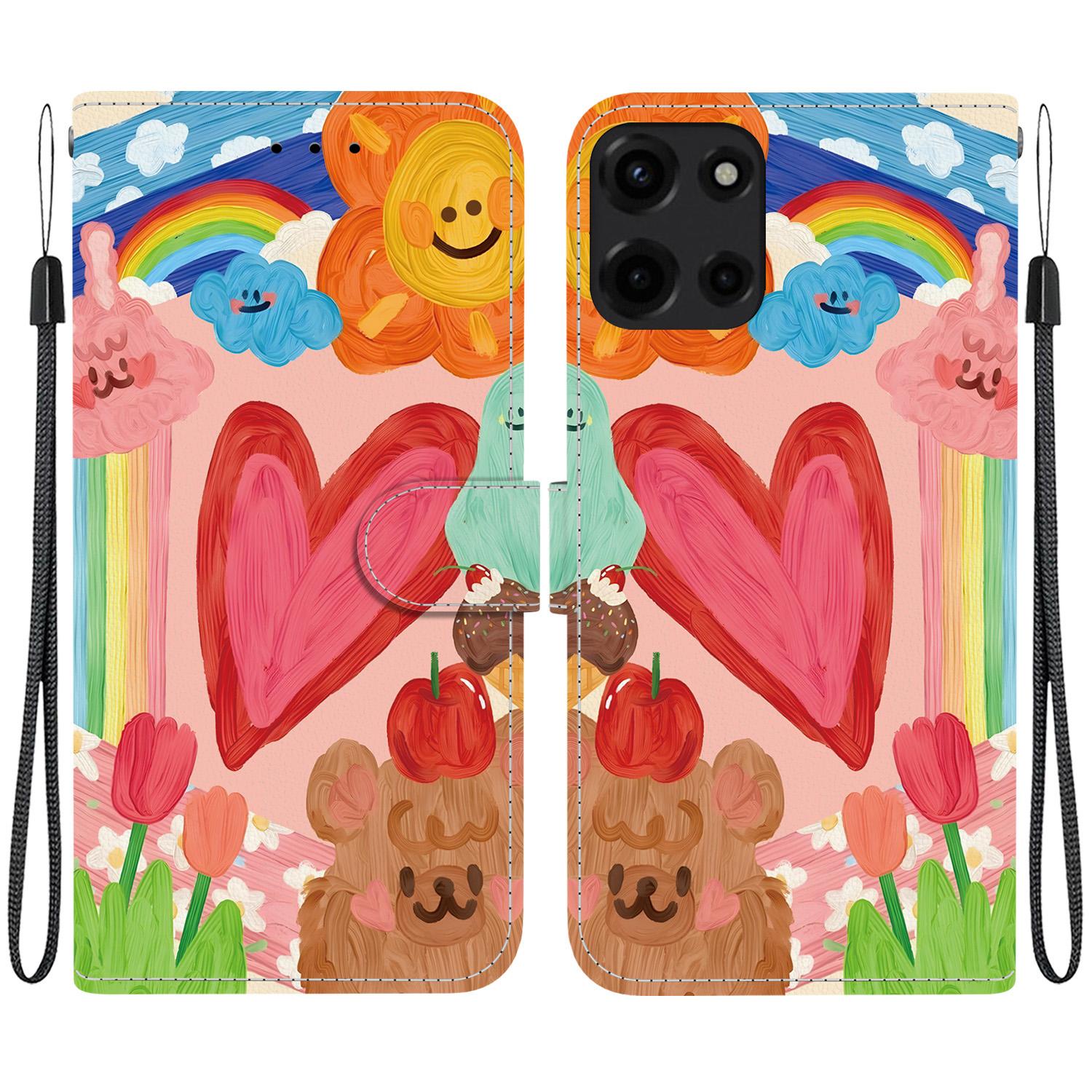 For Motorola Moto G 5G 2025 Crystal-Texture Painted Vegan Leather Phone Case(Rainbow Sweetheart) - Shopkiz.com