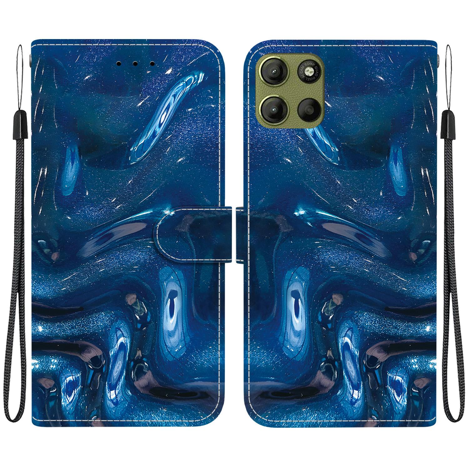 For Motorola Moto G17 4G / G15 / G15 Power Crystal-Texture Painted Vegan Leather Phone Case(Deep-Sea Fluid) - Shopkiz.com