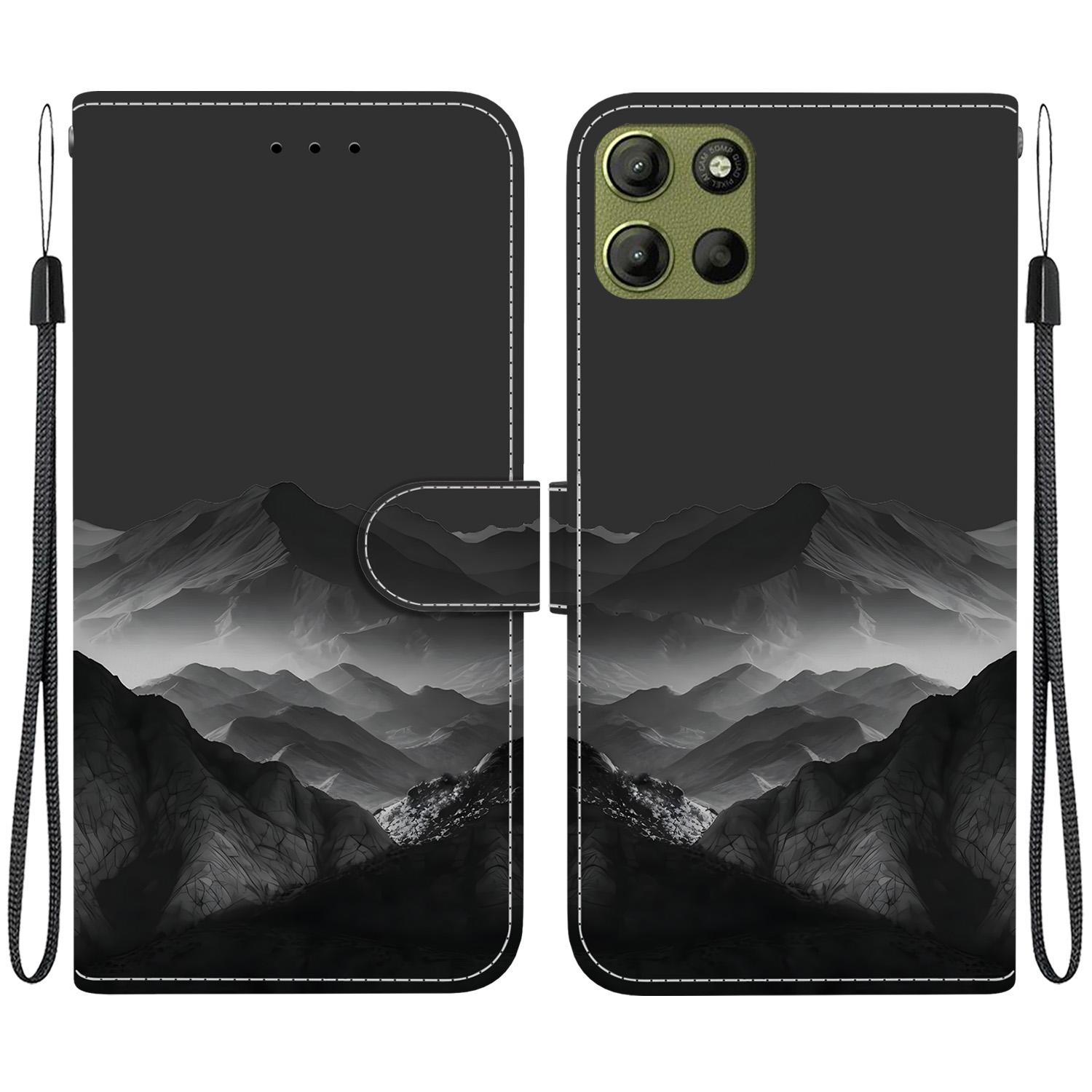 For Motorola Moto G17 4G / G15 / G15 Power Crystal-Texture Painted Vegan Leather Phone Case(Misty Ink Mountain) - Shopkiz.com