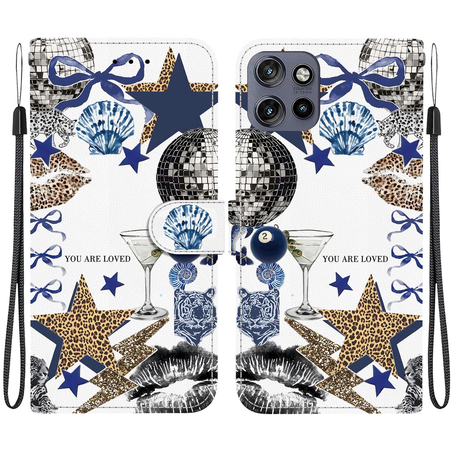 For Motorola Edge 50 Neo 5G Crystal-Texture Painted Vegan Leather Phone Case(Leopard Star Butterfly) - Shopkiz.com
