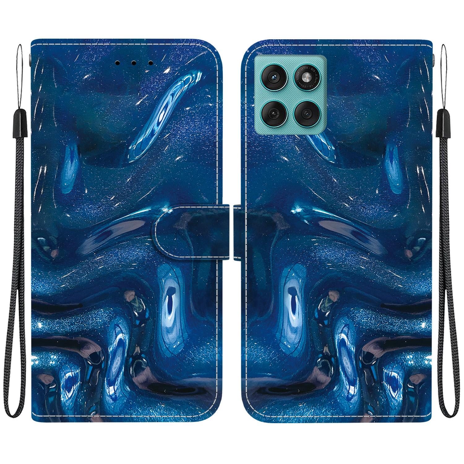 For Motorola Edge 60 Fusion Crystal-Texture Painted Vegan Leather Phone Case(Deep-Sea Fluid) - Shopkiz.com