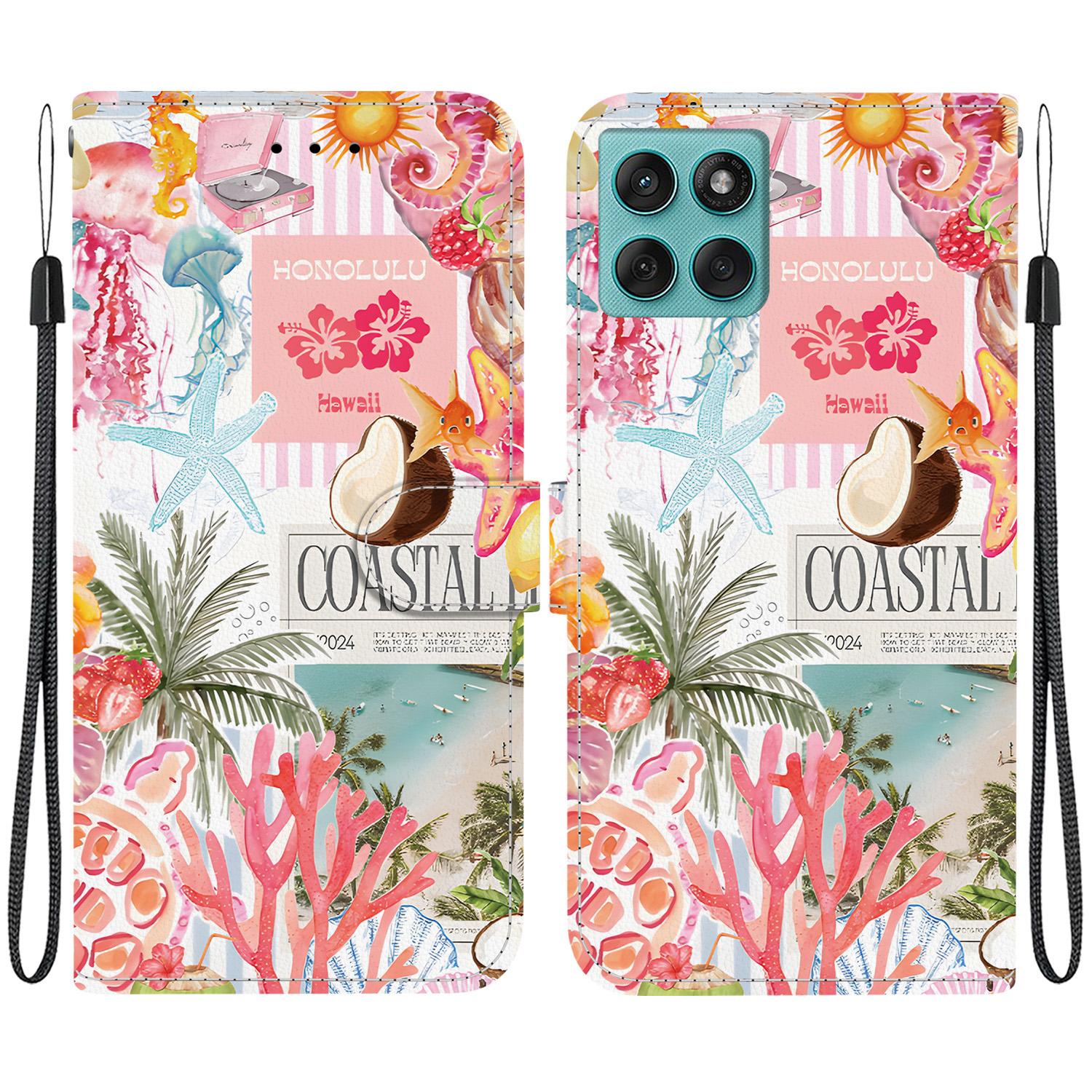 For Motorola Edge 60 Fusion Crystal-Texture Painted Vegan Leather Phone Case(Island Coral) - Shopkiz.com