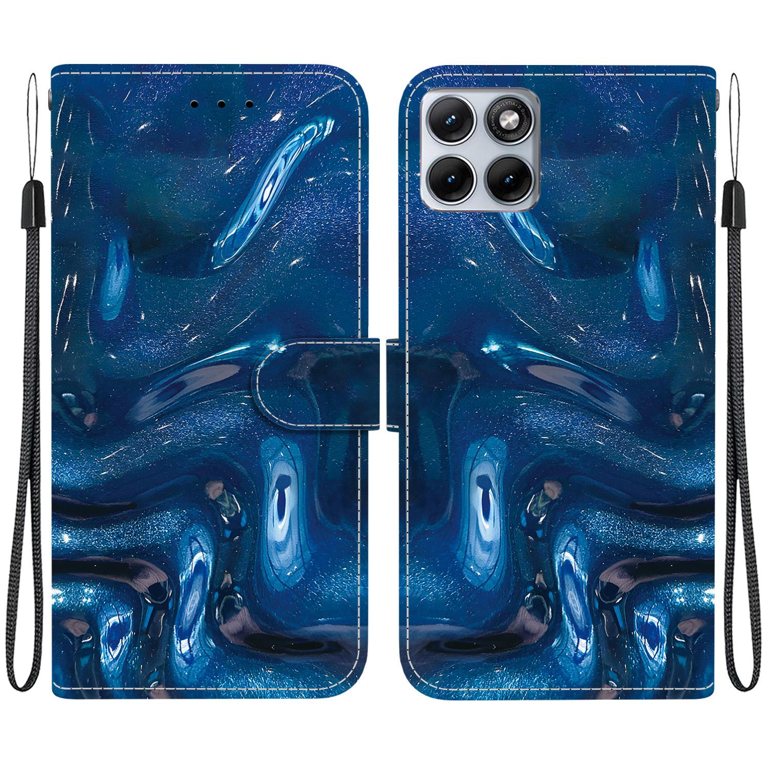 For Motorola Edge 70 Fusion Crystal-Texture Painted Vegan Leather Phone Case(Deep-Sea Fluid) - Shopkiz.com