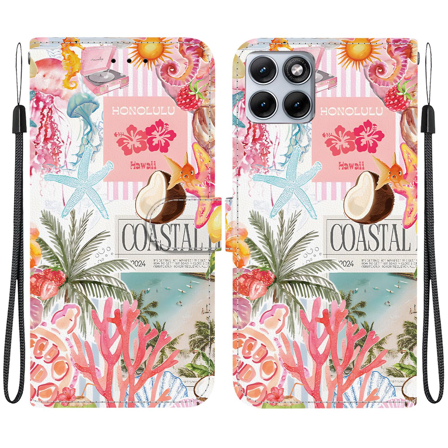 For Motorola Edge 70 Fusion Crystal-Texture Painted Vegan Leather Phone Case(Island Coral) - Shopkiz.com