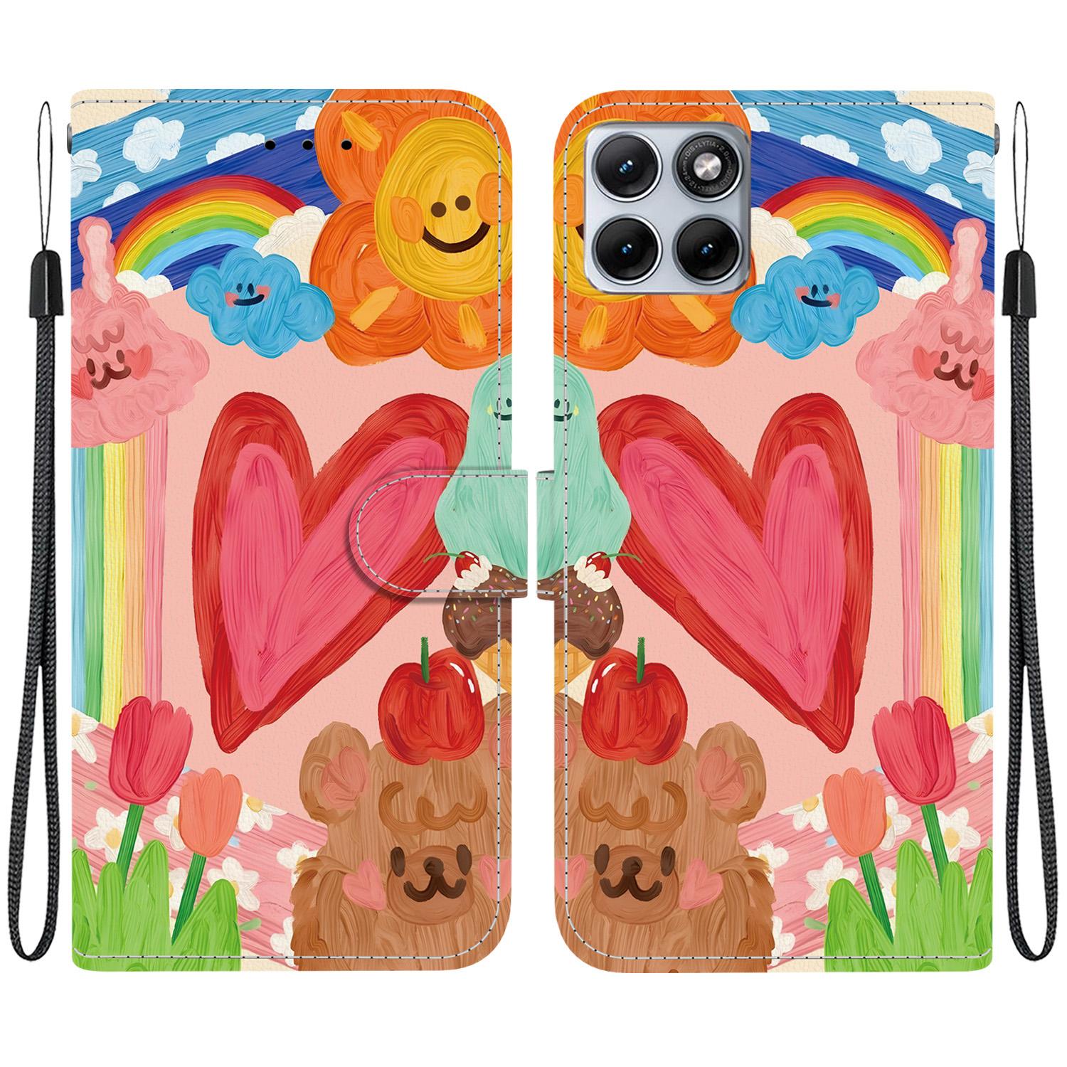 For Motorola Edge 70 Fusion Crystal-Texture Painted Vegan Leather Phone Case(Rainbow Sweetheart) - Shopkiz.com