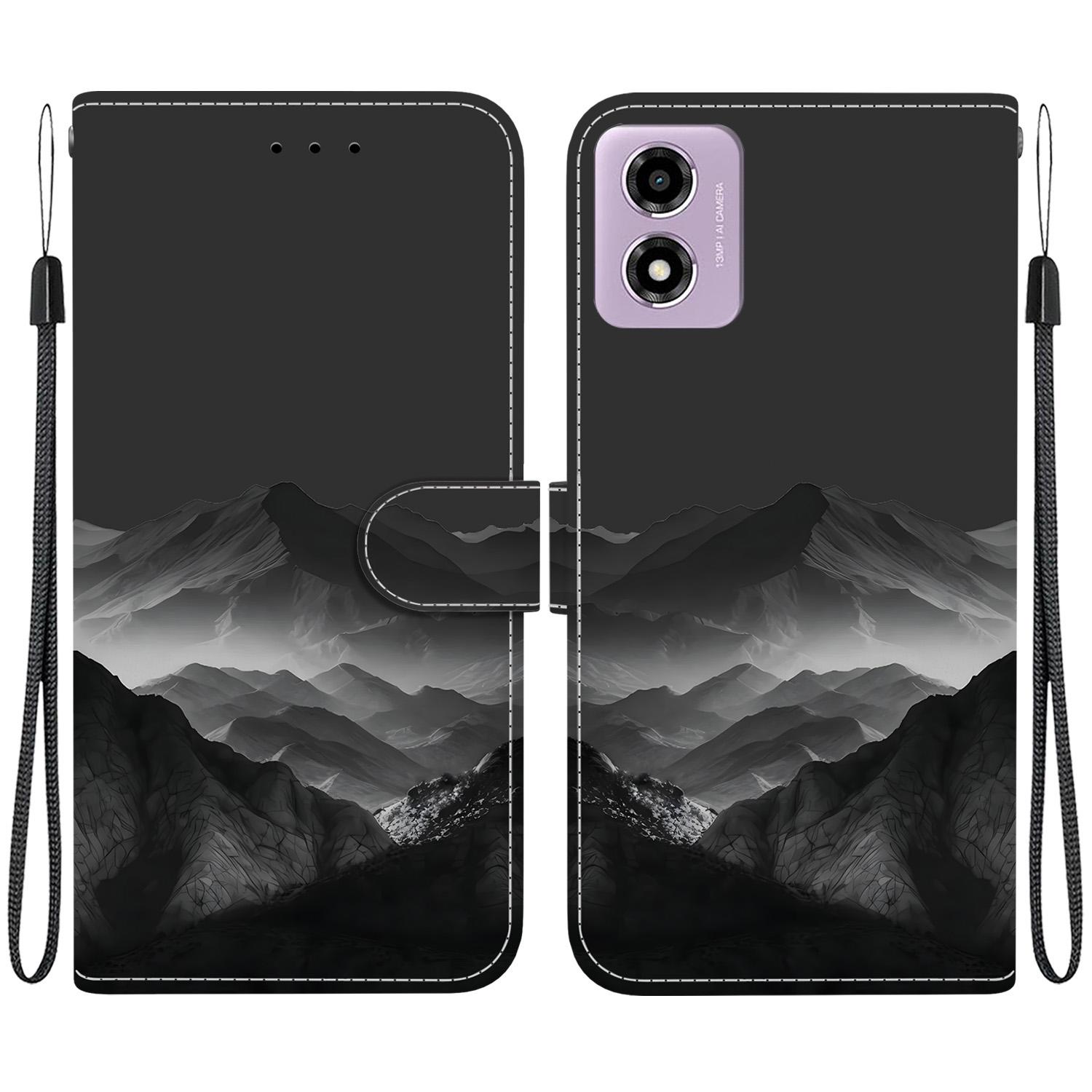 For Motorola Moto G04 / G24 / G04s Crystal-Texture Painted Vegan Leather Phone Case(Misty Ink Mountain) - Shopkiz.com