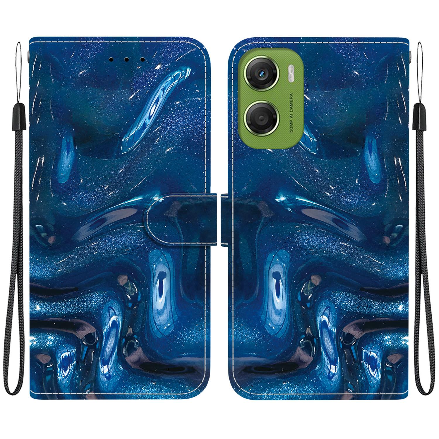 For Motorola Moto G06 4G / 5G Crystal-Texture Painted Vegan Leather Phone Case(Deep-Sea Fluid) - Shopkiz.com