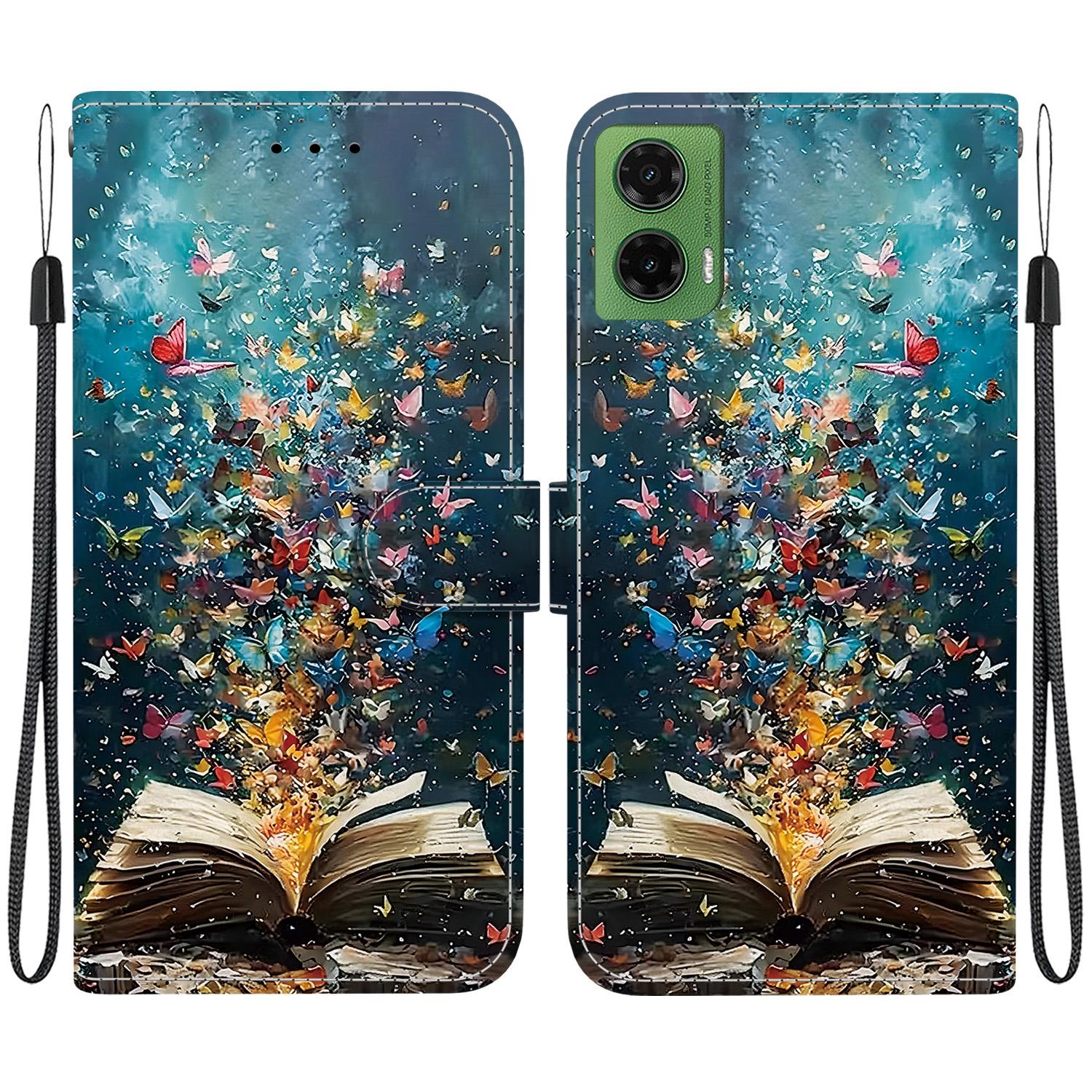 For Motorola Moto G35 Crystal-Texture Painted Vegan Leather Phone Case(Star River Book Words) - Shopkiz.com