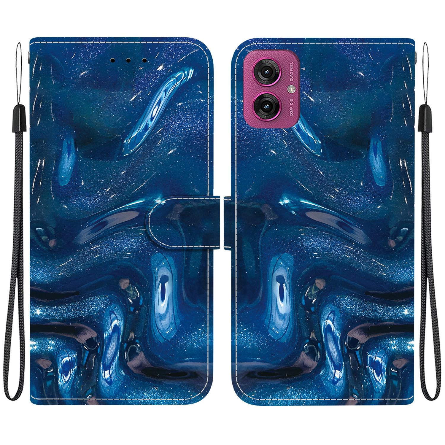 For Motorola Moto G55 Crystal-Texture Painted Vegan Leather Phone Case(Deep-Sea Fluid) - Shopkiz.com