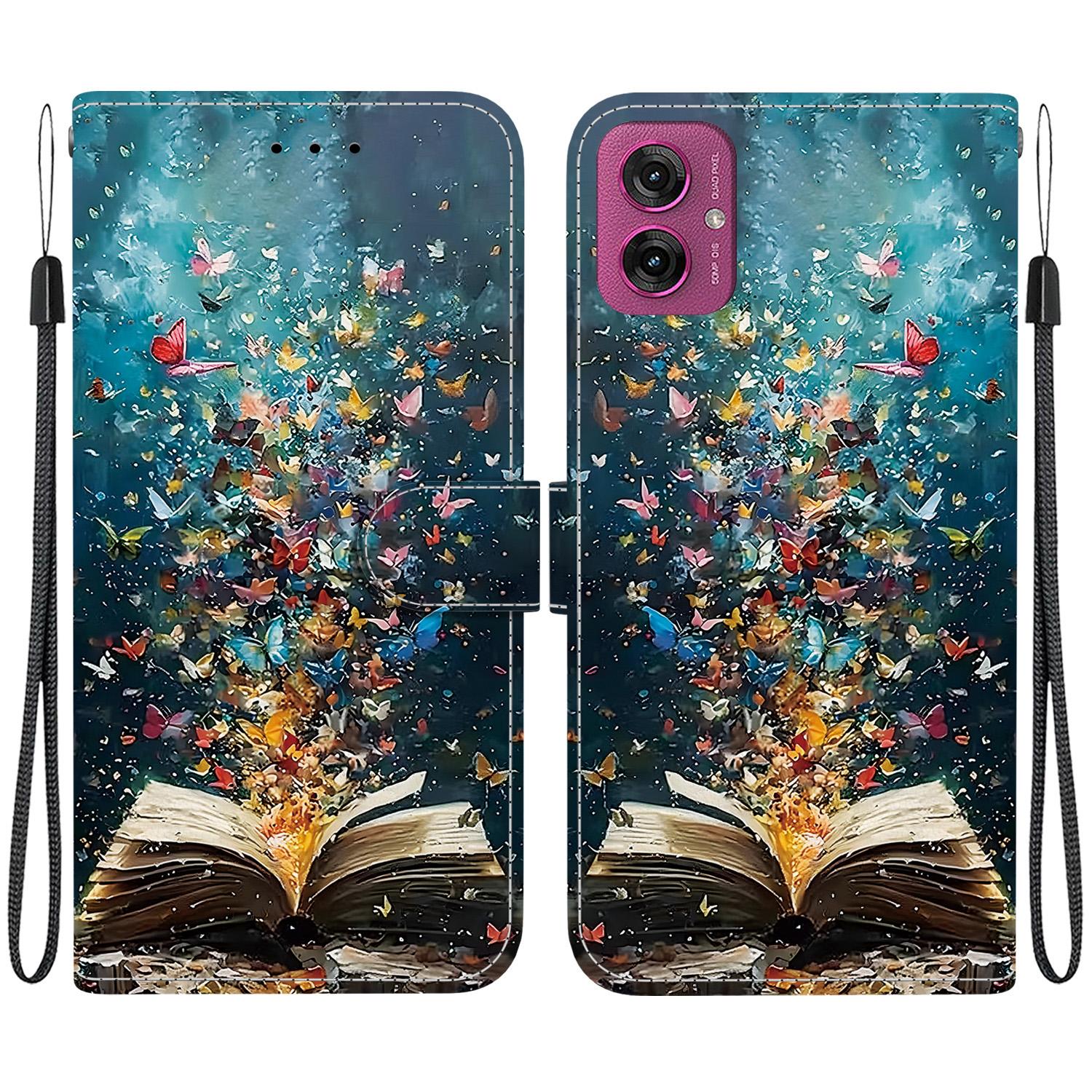 For Motorola Moto G55 Crystal-Texture Painted Vegan Leather Phone Case(Star River Book Words) - Shopkiz.com