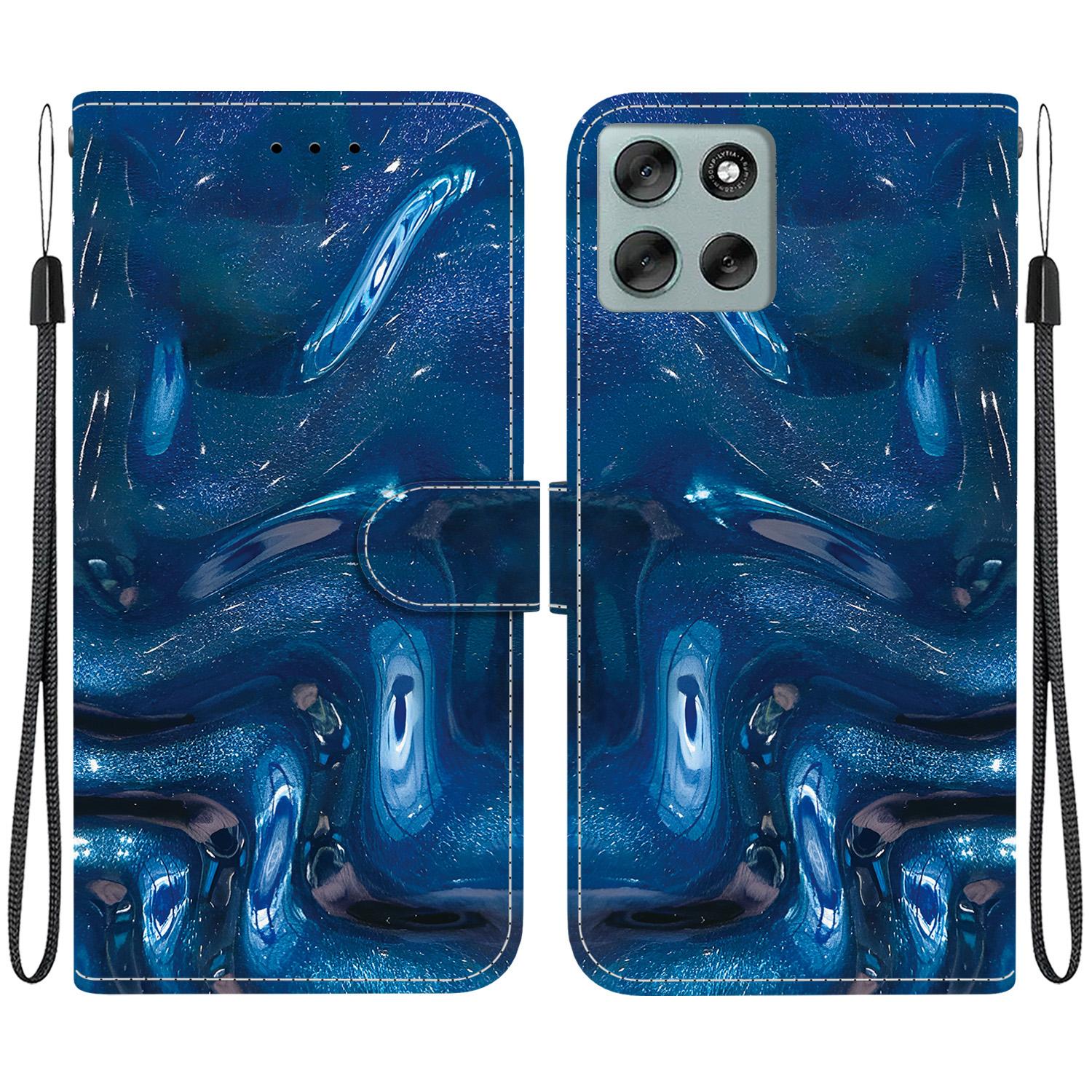 For Motorola Moto G56 / G66j Crystal-Texture Painted Vegan Leather Phone Case(Deep-Sea Fluid) - Shopkiz.com