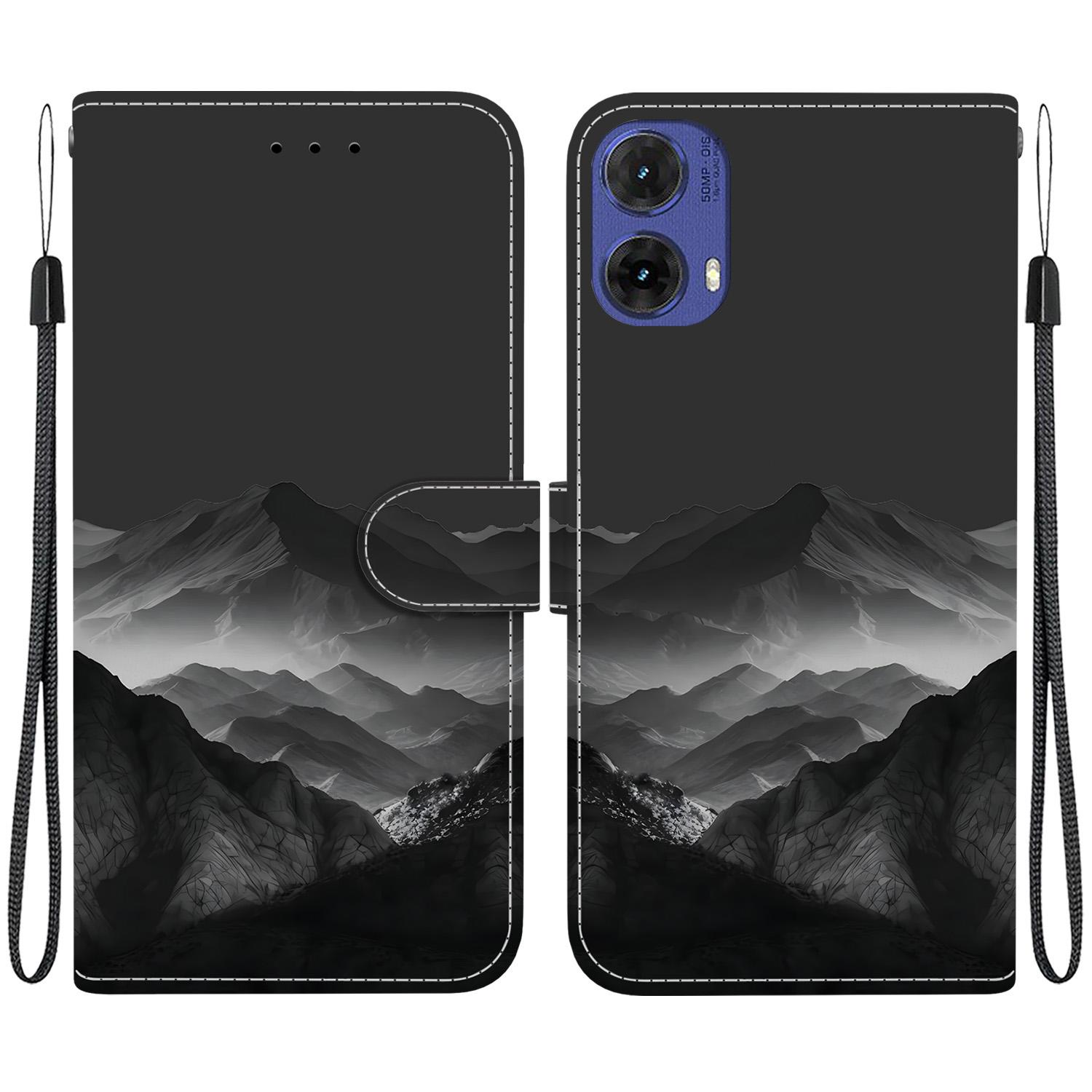 For Motorola Moto G85 / S50 Neo Crystal-Texture Painted Vegan Leather Phone Case(Misty Ink Mountain) - Shopkiz.com