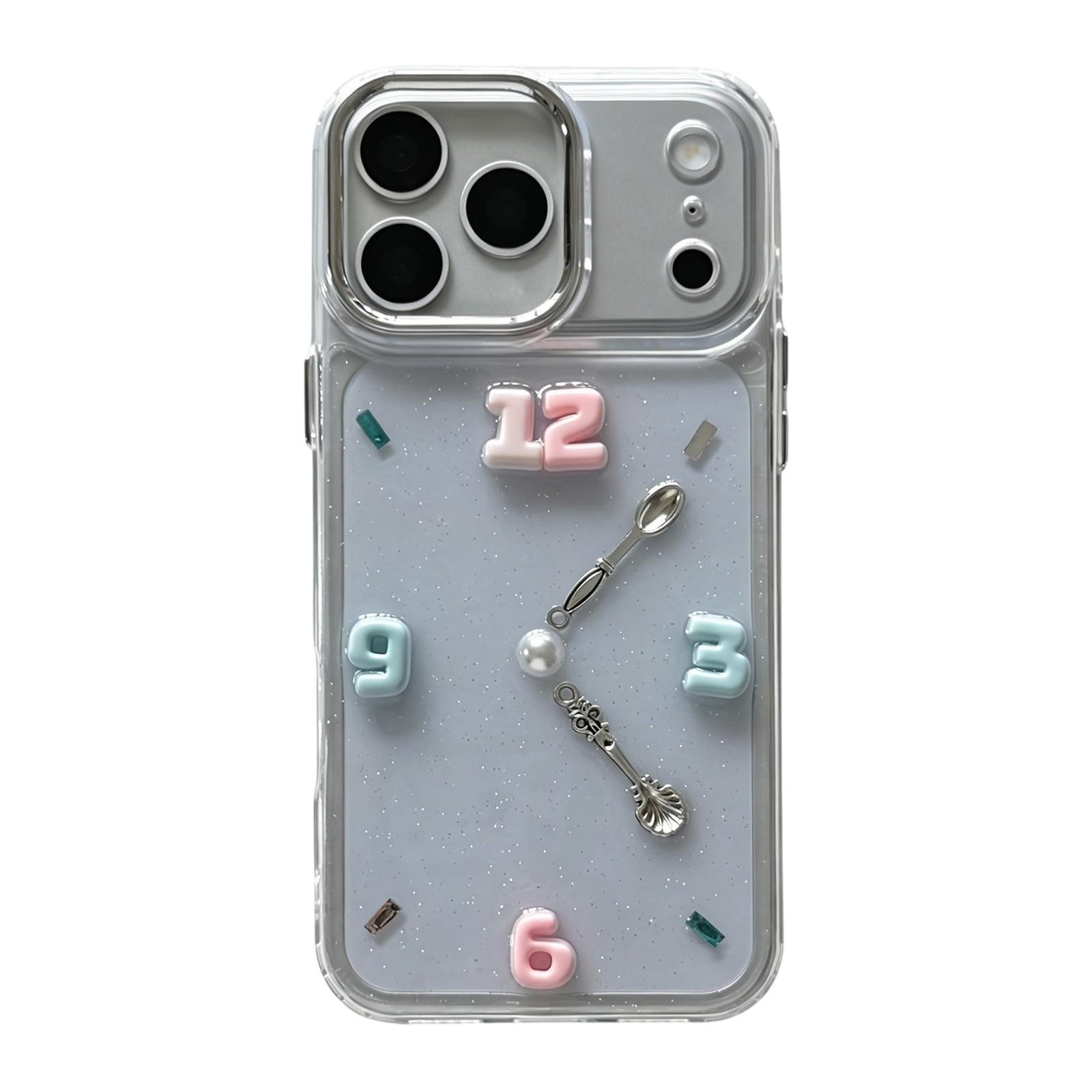 For iPhone 17 Pro Creative Clock Design Epoxy Resin Phone Case(Transparent) - Shopkiz.com