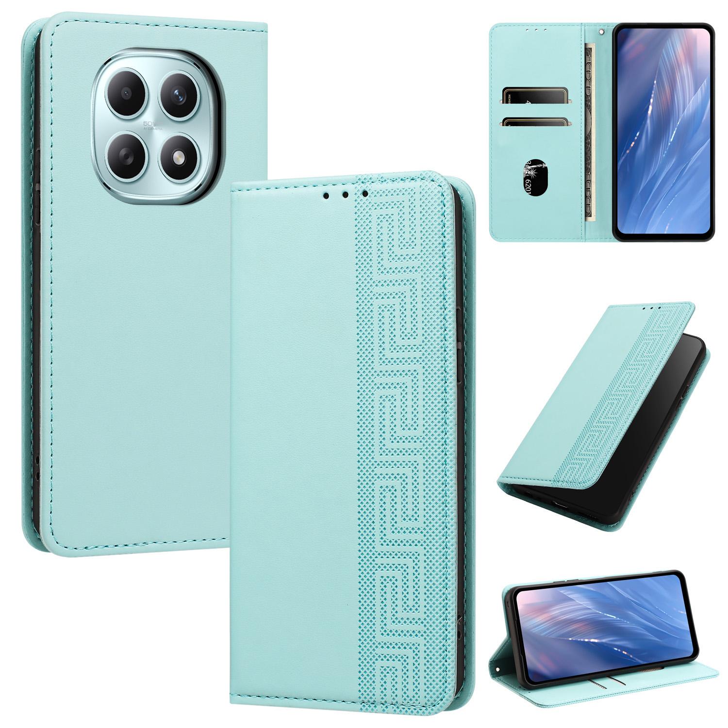For Redmi Note 15 4G / 5G Global 164mm Embossed Meander Pattern RFID Vegan Leather Phone Case(Mint Green) - Shopkiz.com