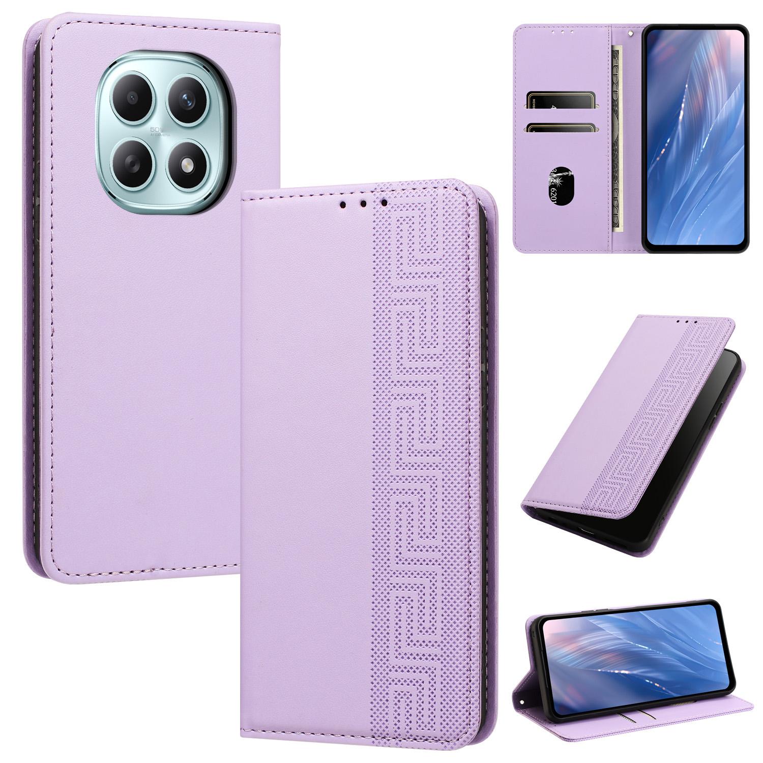 For Redmi Note 15 4G / 5G Global 164mm Embossed Meander Pattern RFID Vegan Leather Phone Case(Light Purple) - Shopkiz.com