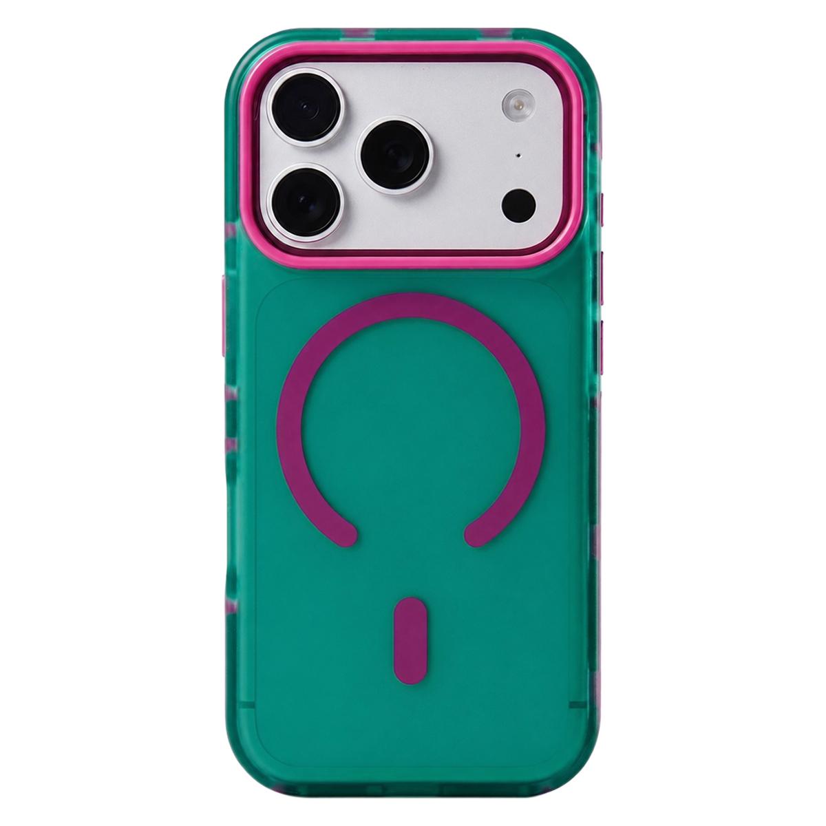 For iPhone 17 Pro Max Metal Frame Anti-Slip Edge Strips Design Magnetic TPU Phone Case(Green) - Shopkiz.com