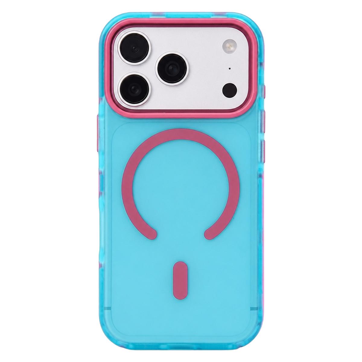 For iPhone 17 Pro Metal Frame Anti-Slip Edge Strips Design Magnetic TPU Phone Case(Sky Blue) - Shopkiz.com