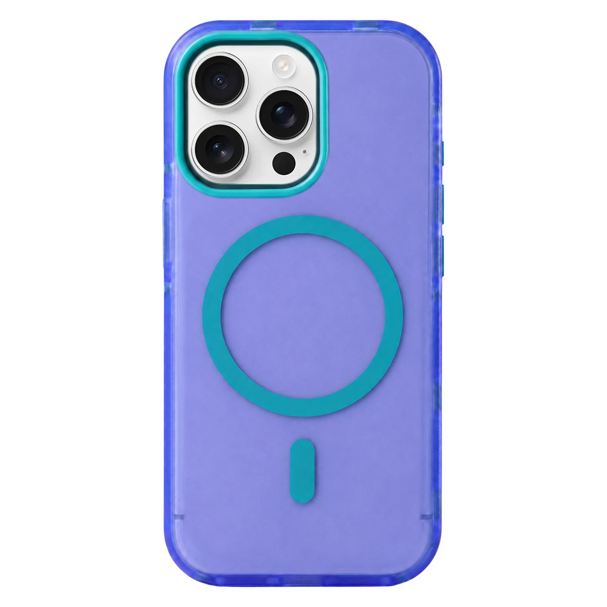 For iPhone 14 Pro Metal Frame Anti-Slip Edge Strips Design Magnetic TPU Phone Case(Blue) - Shopkiz.com