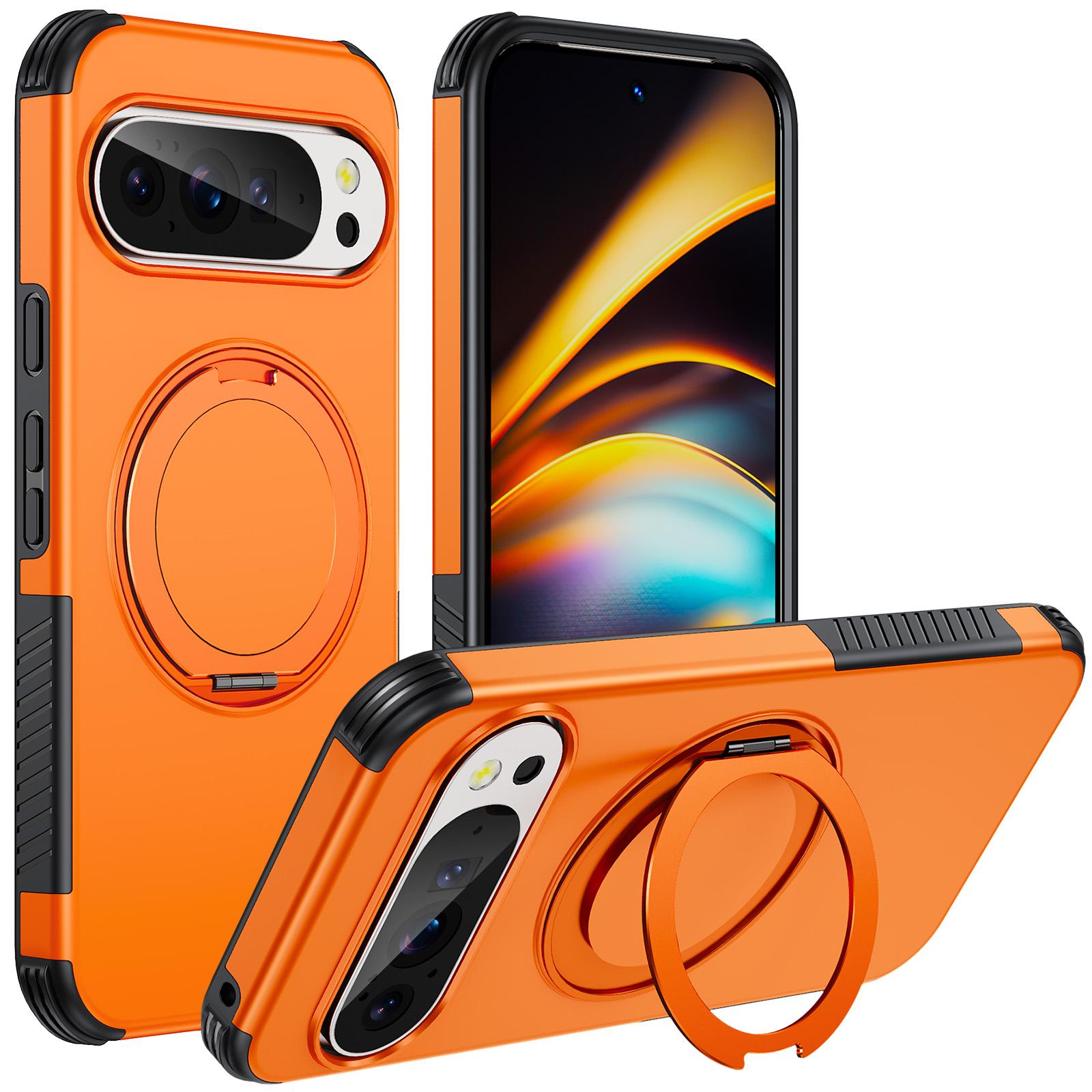 For Google Pixel 11 Pro / 11 / 10 Pro Magnetic 360 Rotating Holder Phone Case(Orange) - Shopkiz.com