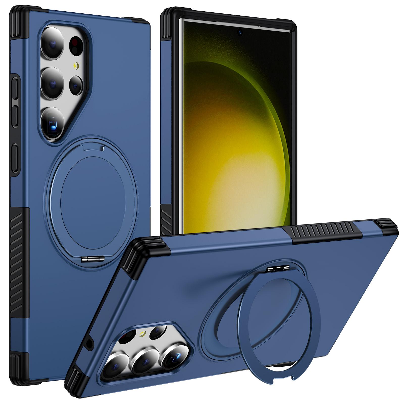 For Galaxy S23 Ultra 5G Magnetic 360 Rotating Holder Phone Case(Blue) - Shopkiz.com