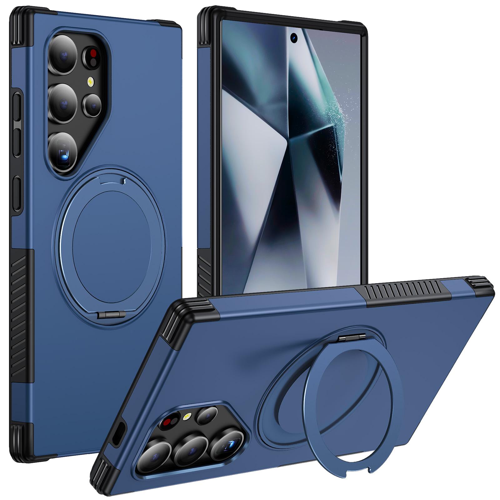 For Galaxy S24 Ultra 5G Magnetic 360 Rotating Holder Phone Case(Blue) - Shopkiz.com