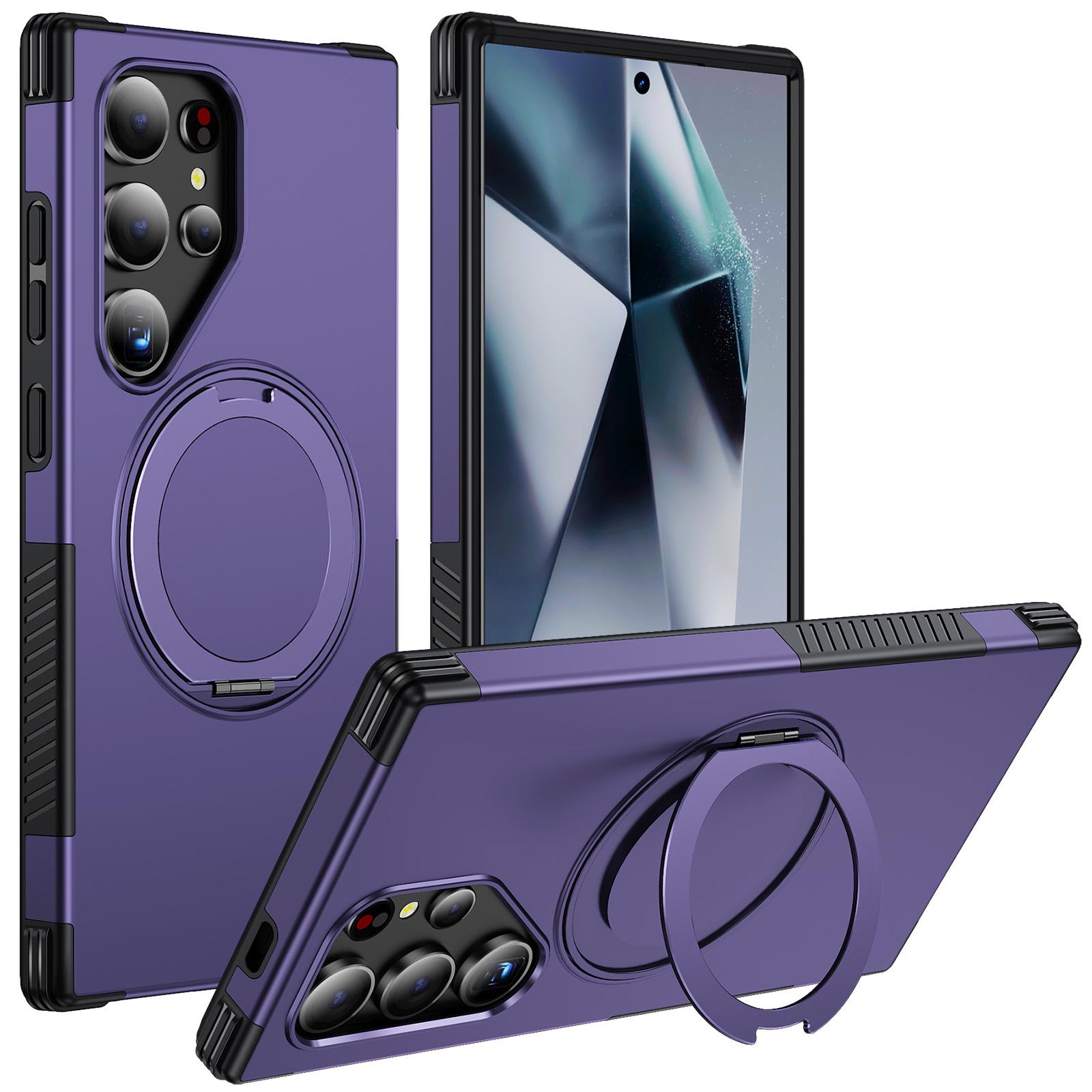 For Galaxy S24 Ultra 5G Magnetic 360 Rotating Holder Phone Case(Dark Purple) - Shopkiz.com