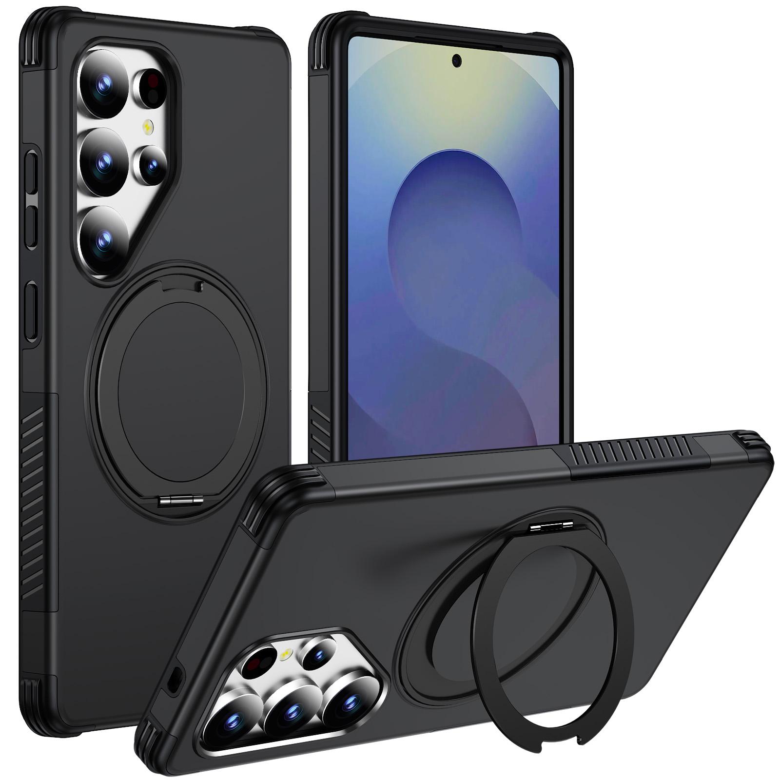 For Galaxy S25 Ultra 5G Magnetic 360 Rotating Holder Phone Case(Black) - Shopkiz.com