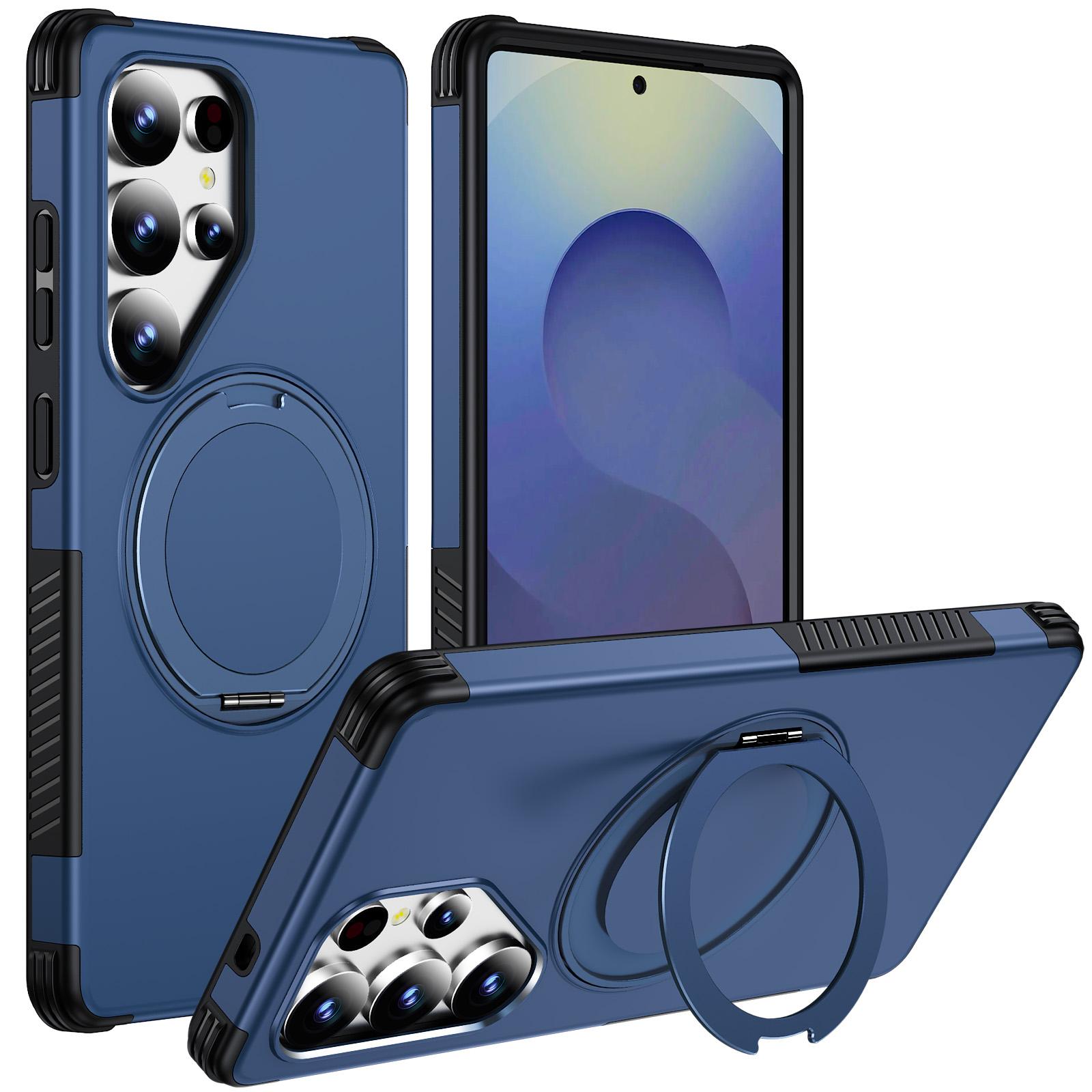 For Galaxy S25 Ultra 5G Magnetic 360 Rotating Holder Phone Case(Blue) - Shopkiz.com