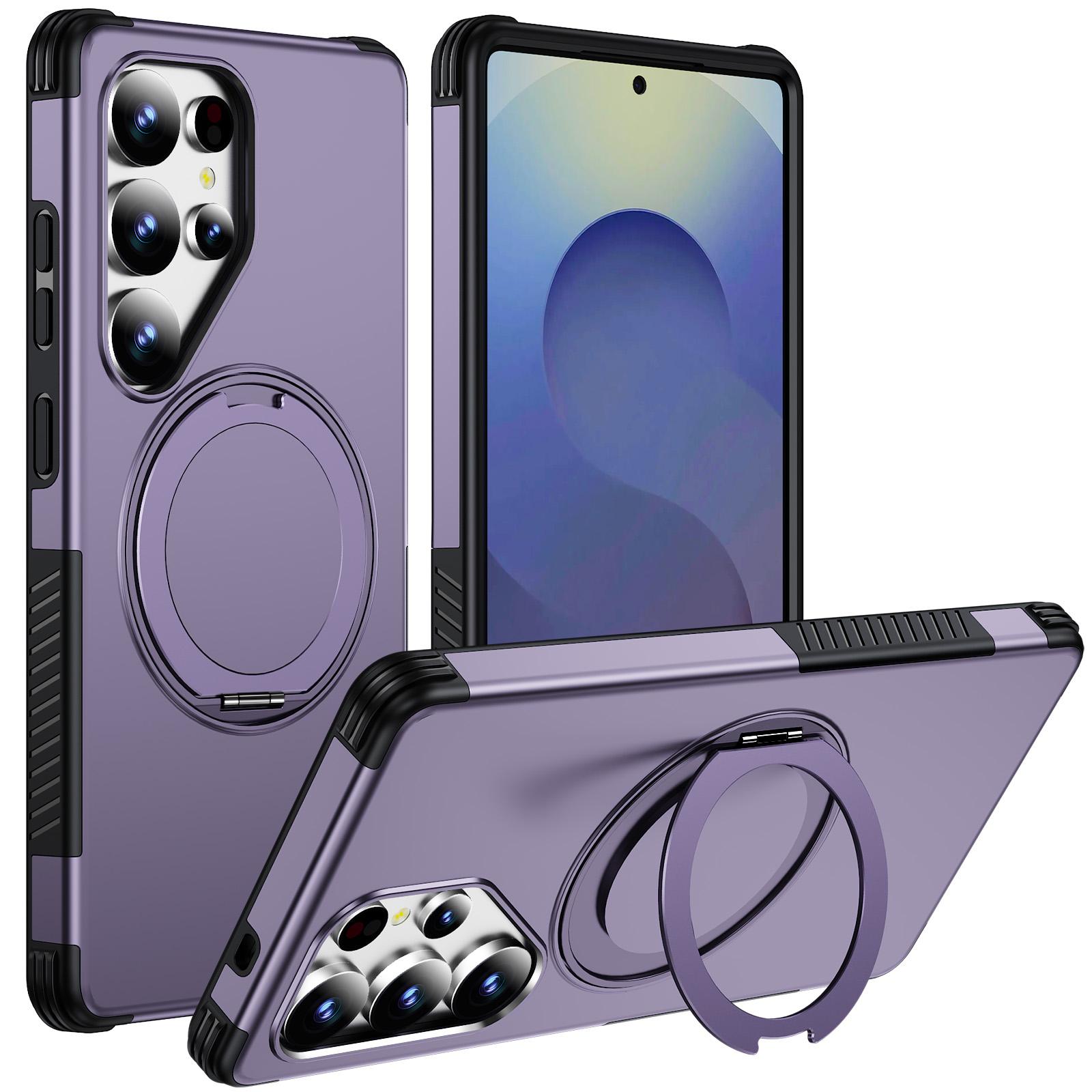 For Galaxy S25 Ultra 5G Magnetic 360 Rotating Holder Phone Case(Light Purple) - Shopkiz.com