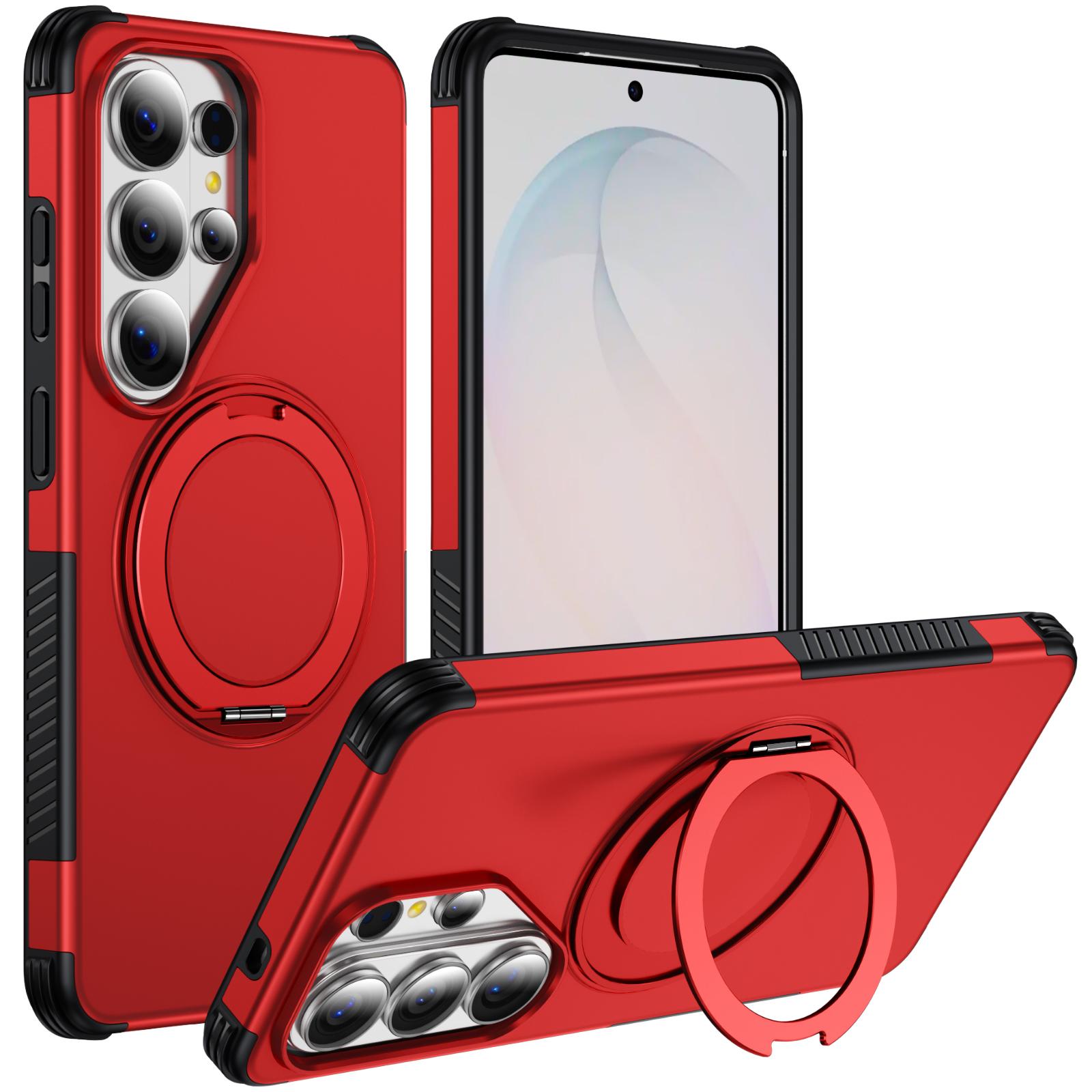 For Galaxy S26 Ultra 5G Magnetic 360 Rotating Holder Phone Case(Red) - Shopkiz.com