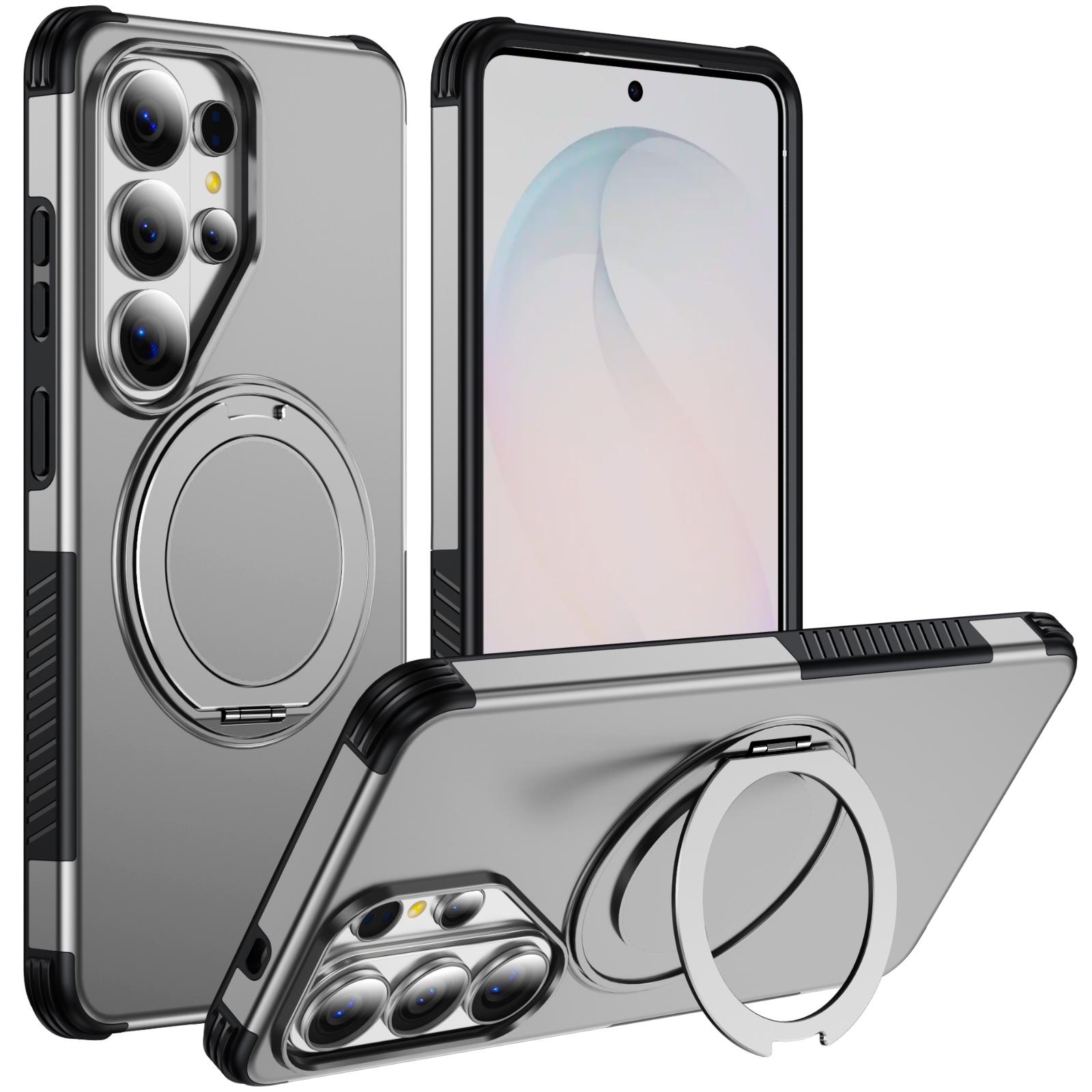 For Galaxy S26 Ultra 5G Magnetic 360 Rotating Holder Phone Case(Silver) - Shopkiz.com