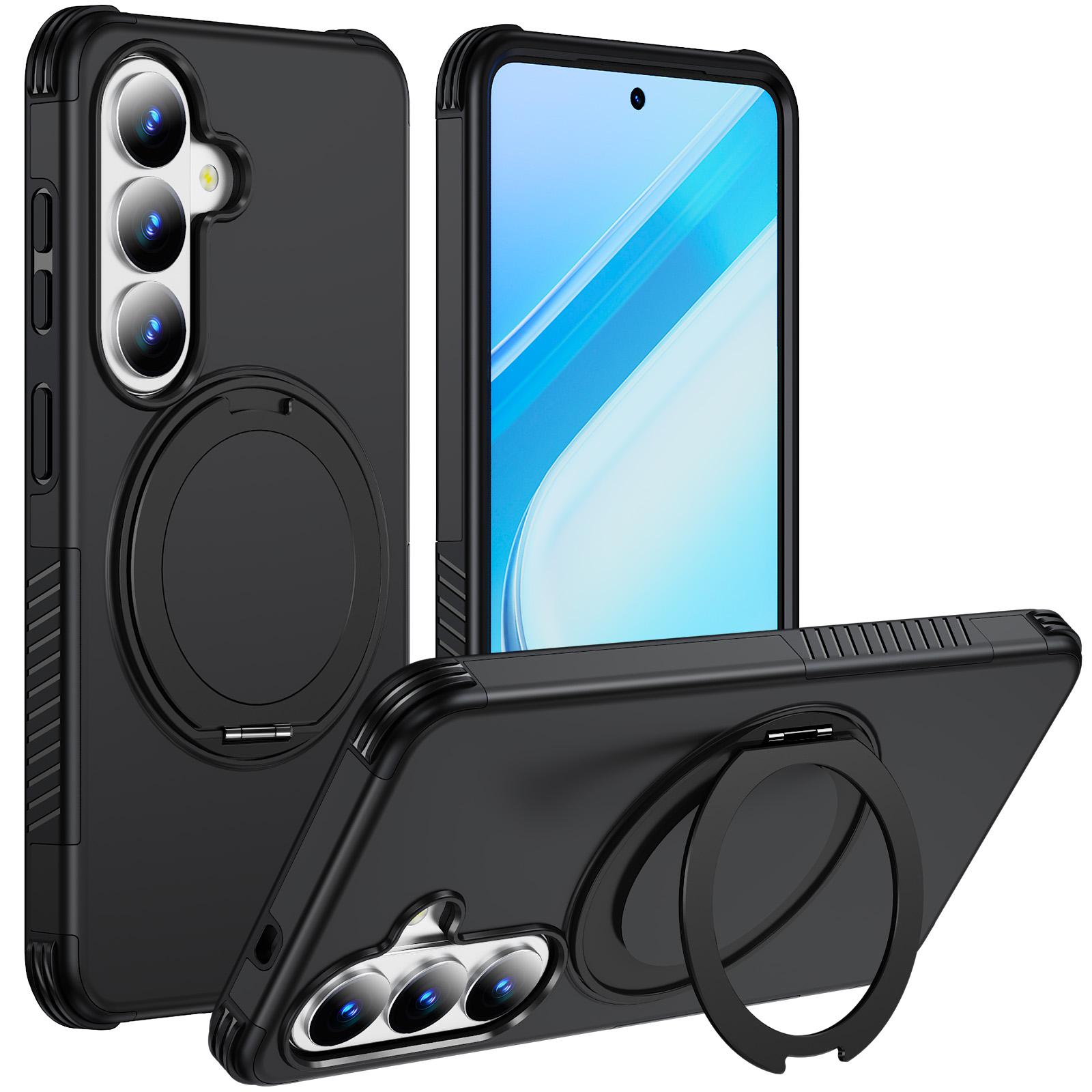 For Galaxy S26 5G Magnetic 360 Rotating Holder Phone Case(Black) - Shopkiz.com